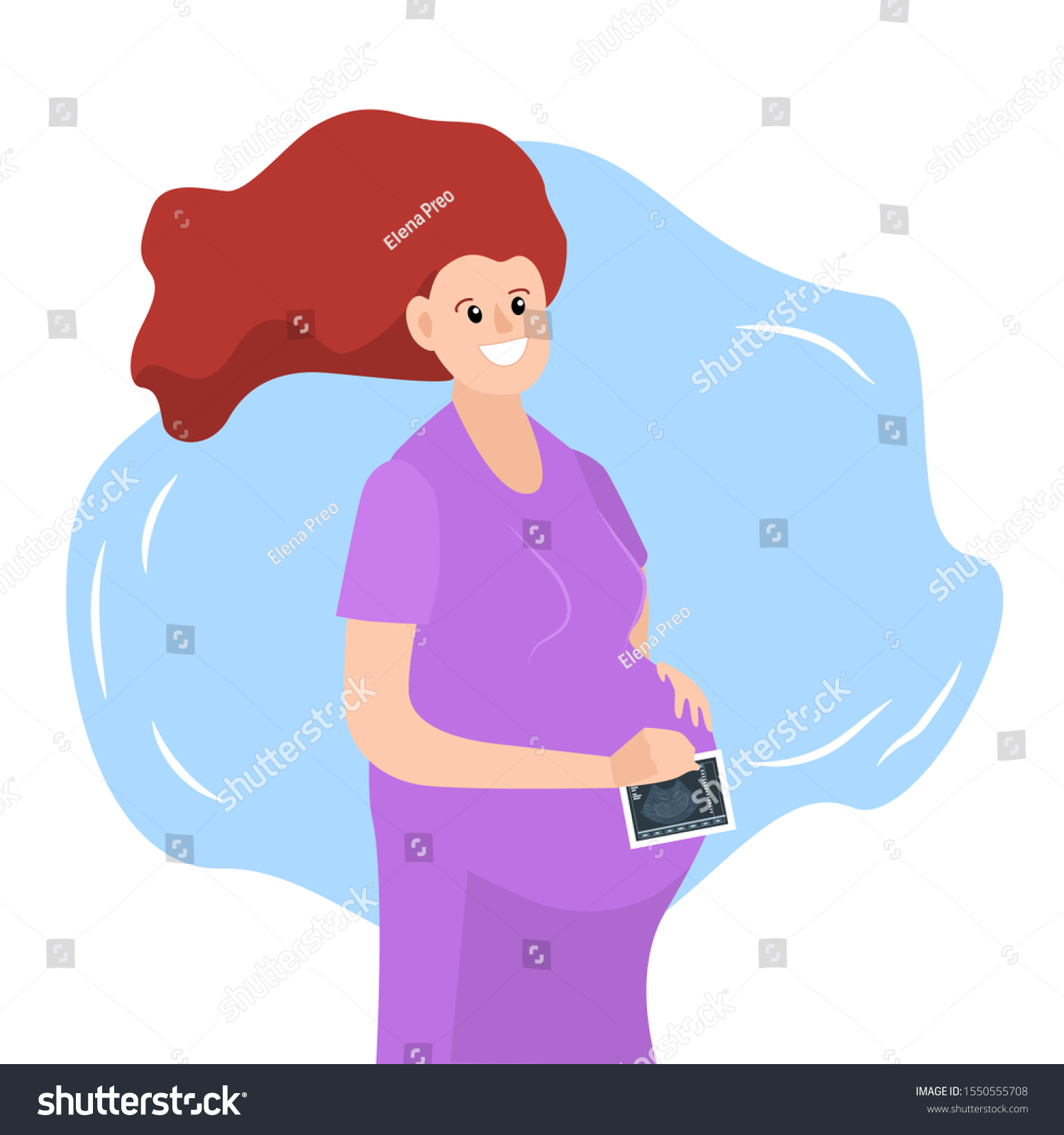 Happy Pregnant Woman Snapshot Ultrasound Her Stock Vector Royalty Free 1550555708 Shutterstock 