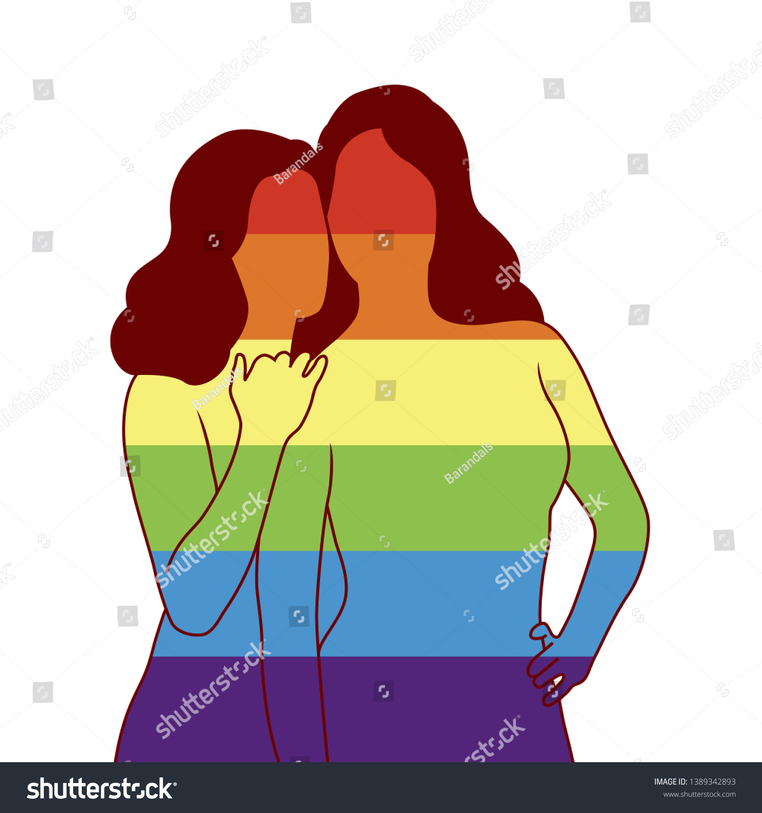 Happy Pride Month Lesbians Couple Vector Stock Vector Royalty Free 1389342893 Shutterstock