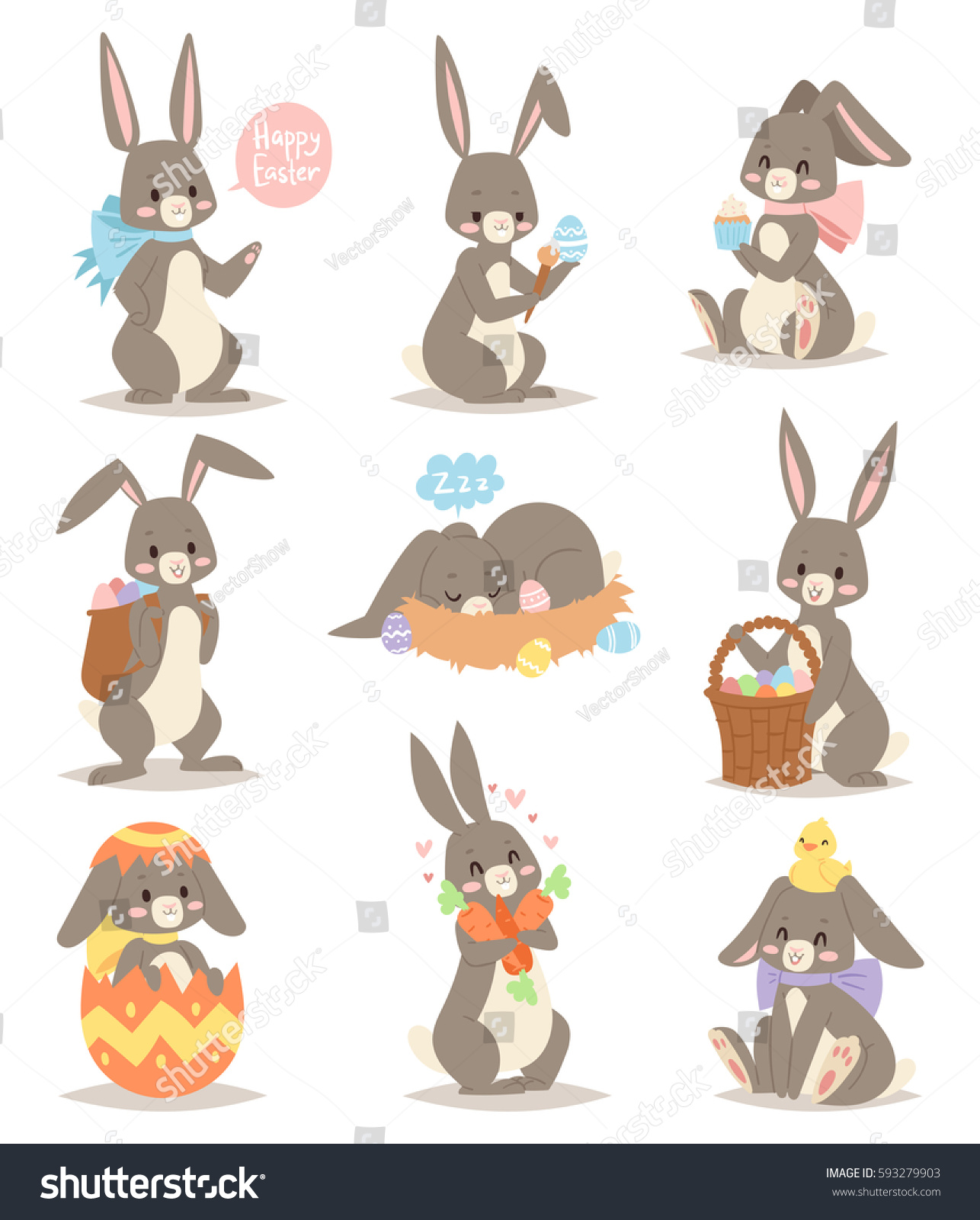 Happy Rabbit Cartoon Character Cheerful Mammal Stock Vector (Royalty ...