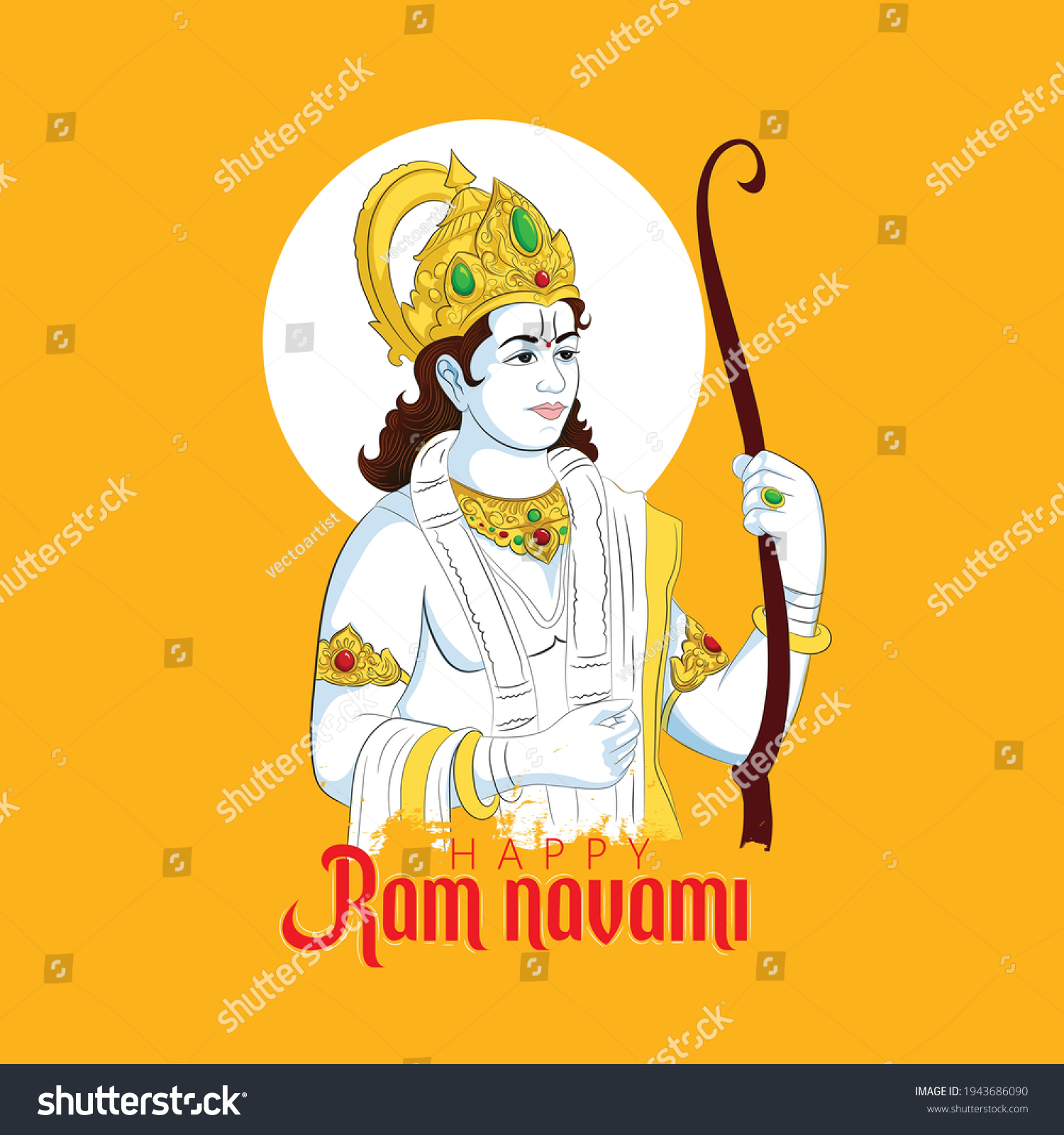 Happy Ram Navami Hindu Festival Background Stock Vector Royalty Free