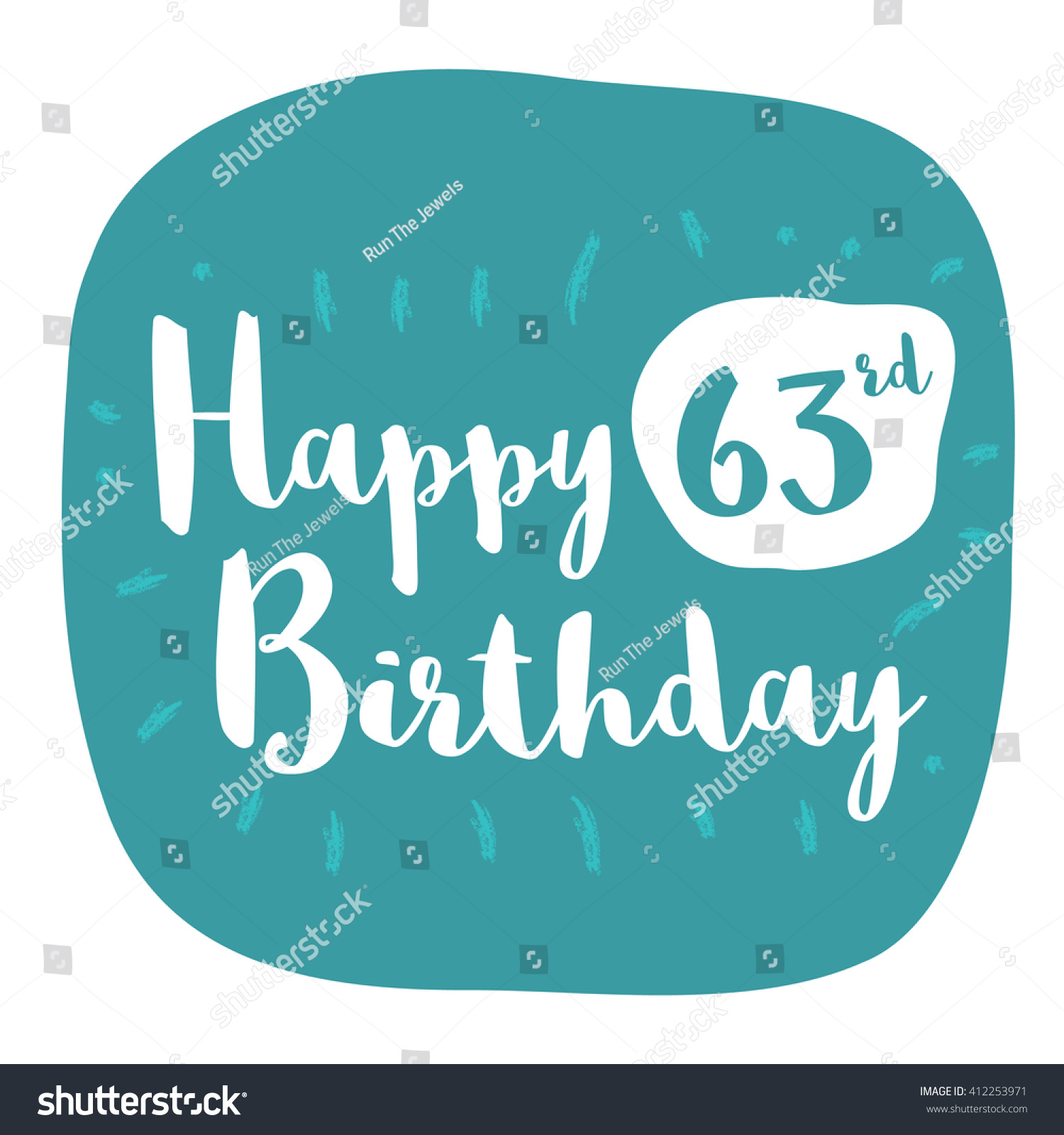 Happy 63rd Birthday Card Brush Lettering Stock Vector Royalty Free