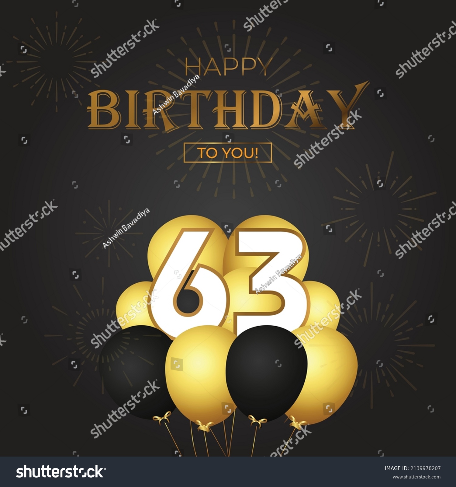 Happy 63rd Birthday Greeting Card Vector Stock Vector (Royalty Free ...