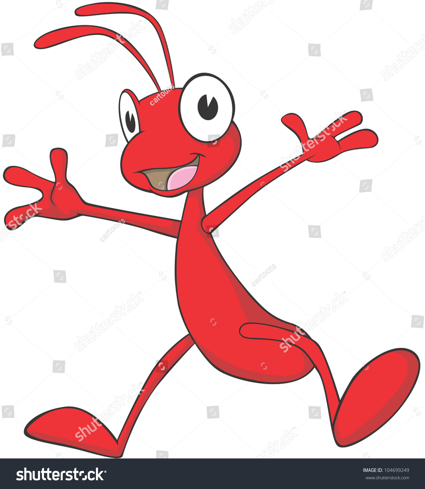 Happy Red Ant Cartoon Jumping Stock Vector Illustration 104699249 ...