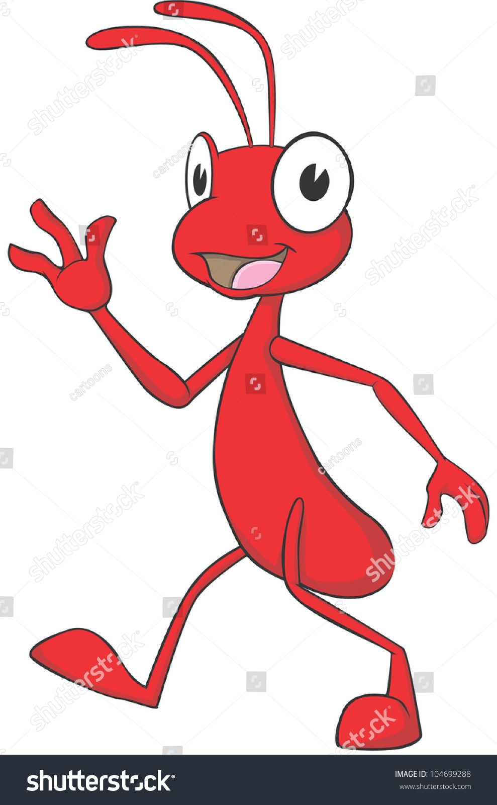 Happy Red Ant Cartoon Walking Stock Vector 104699288 - Shutterstock