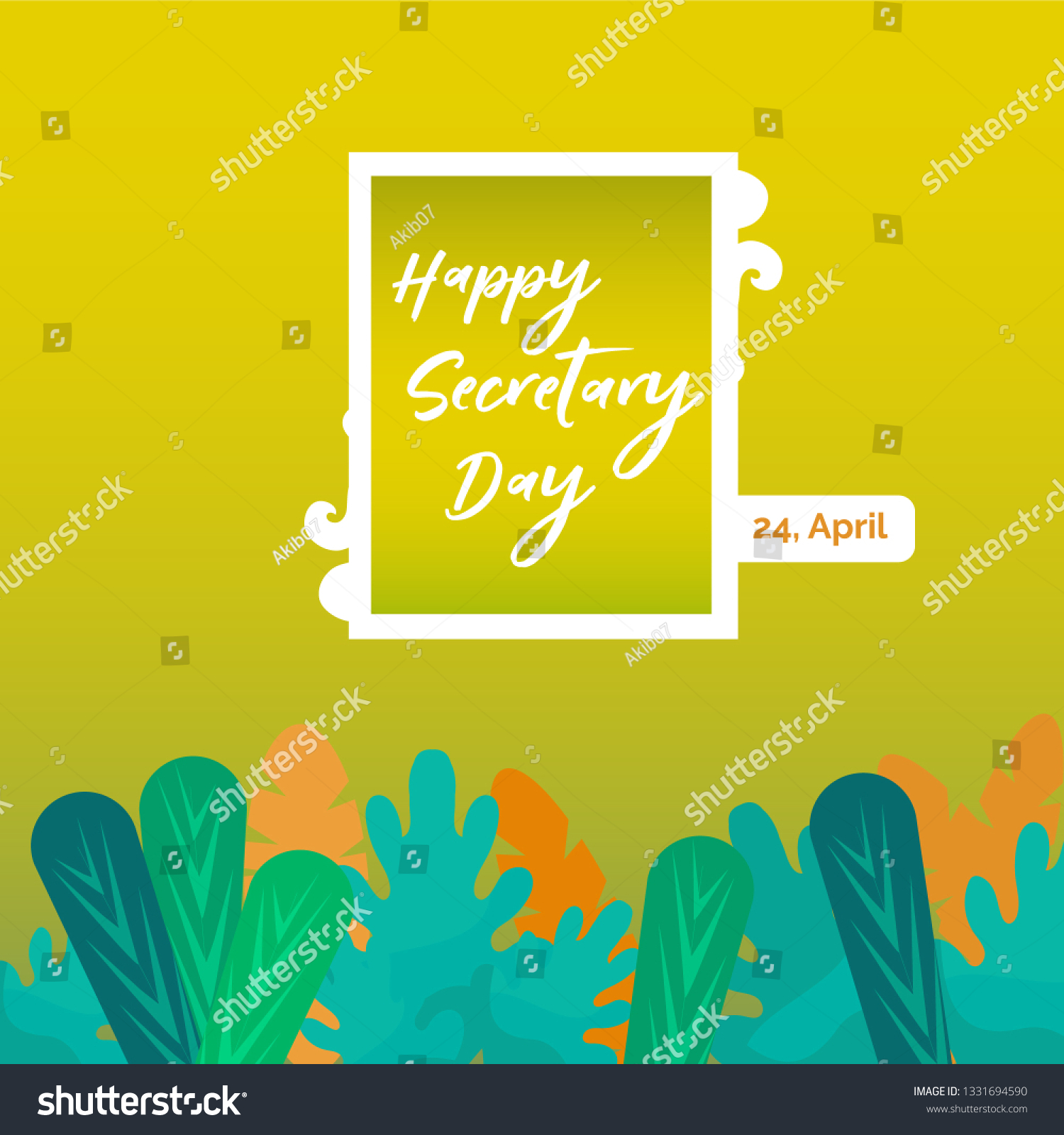 Happy Secretary Day Greeting Card Administrative Stock Vector (Royalty