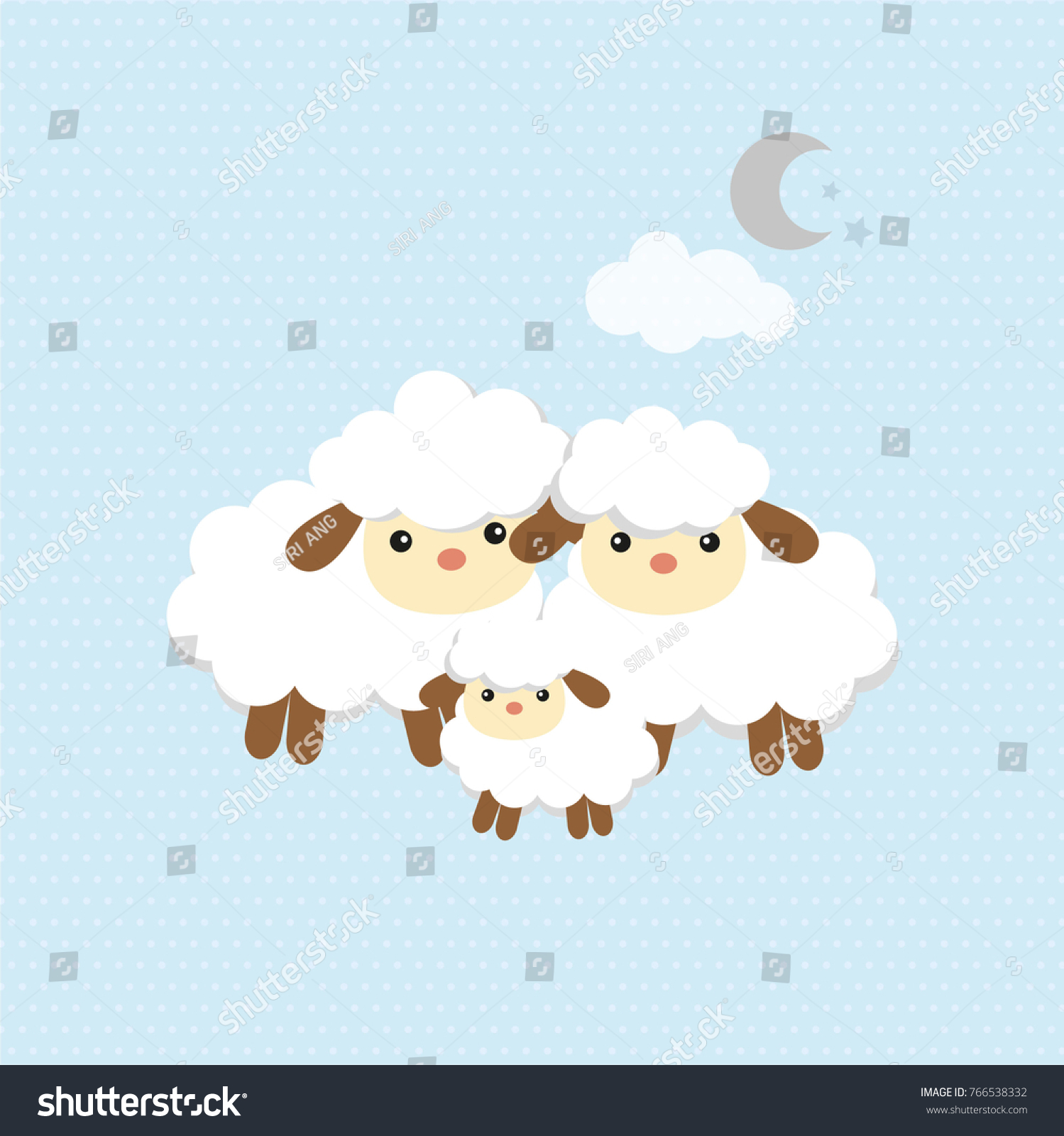 Happy Sheep Family Farm Animal Sheep Stock Vector (Royalty Free ...