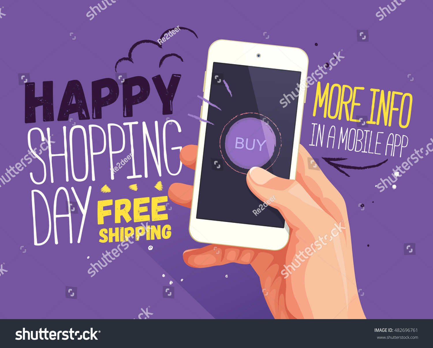Happy Shopping Day Mobile App Banner 스톡 벡터(사용료 없음) 482696761 Shutterstock