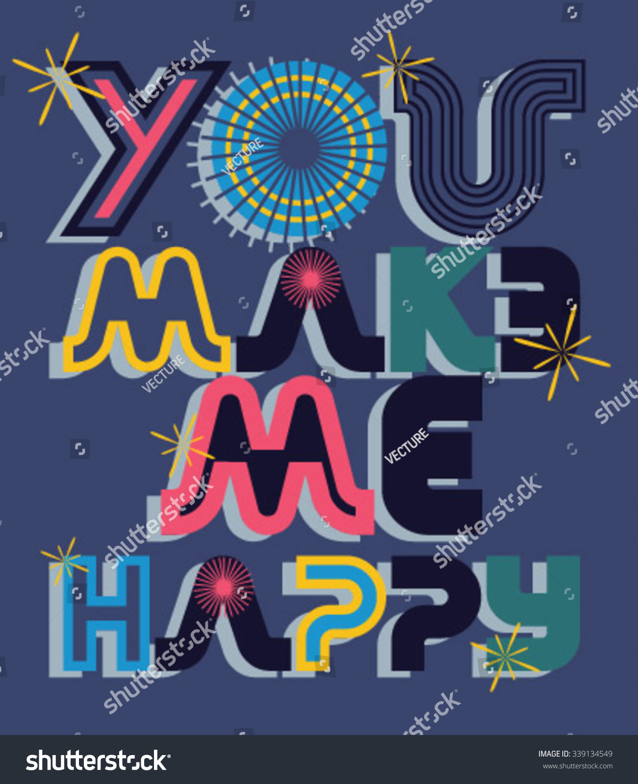 Happy Slogan Typography Tshirt Graphics Vectors Stock Vector 339134549 ...