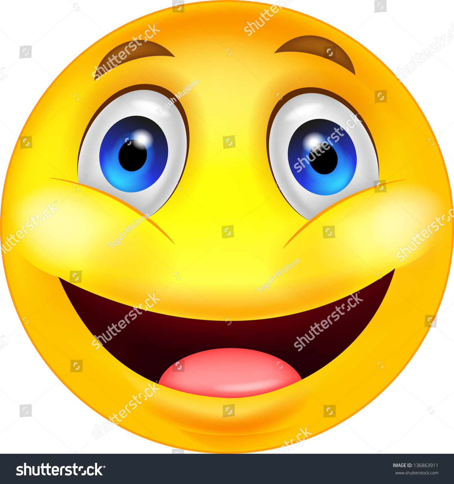 Happy Smiley Emoticon Face Stock Vector (Royalty Free) 136863911