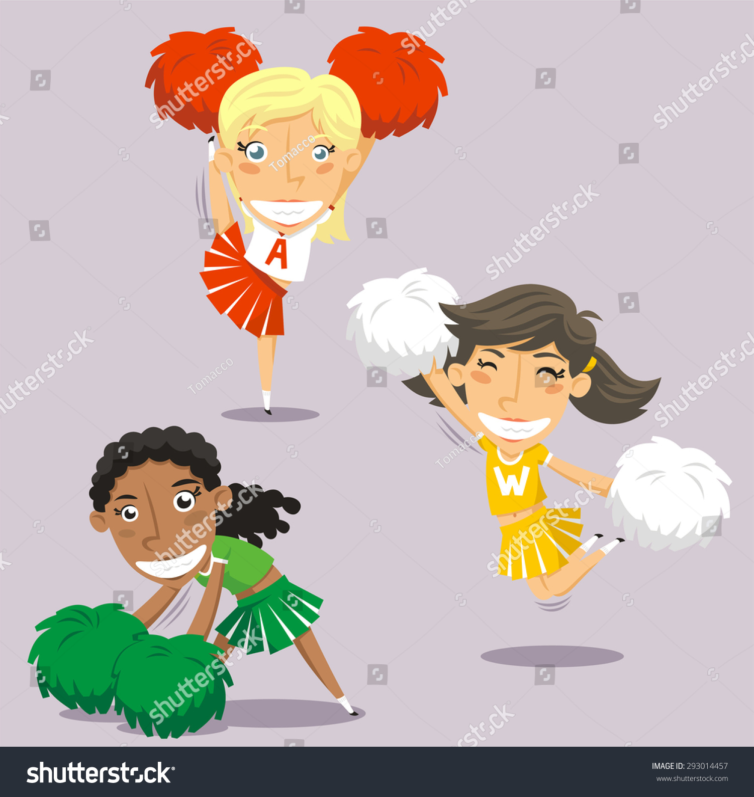 Happy Smiling Cheerleader Jumping Pom Pom Stock Vector 293014457 ...