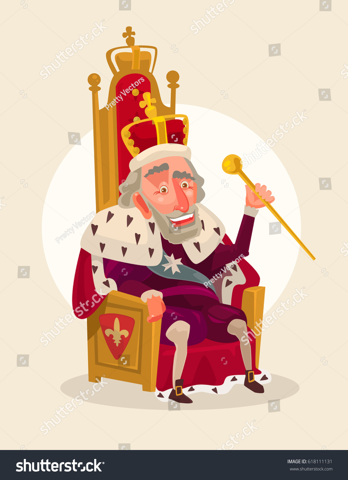 Happy Smiling King Man Character Sits Stock Vector 618111131 - Shutterstock