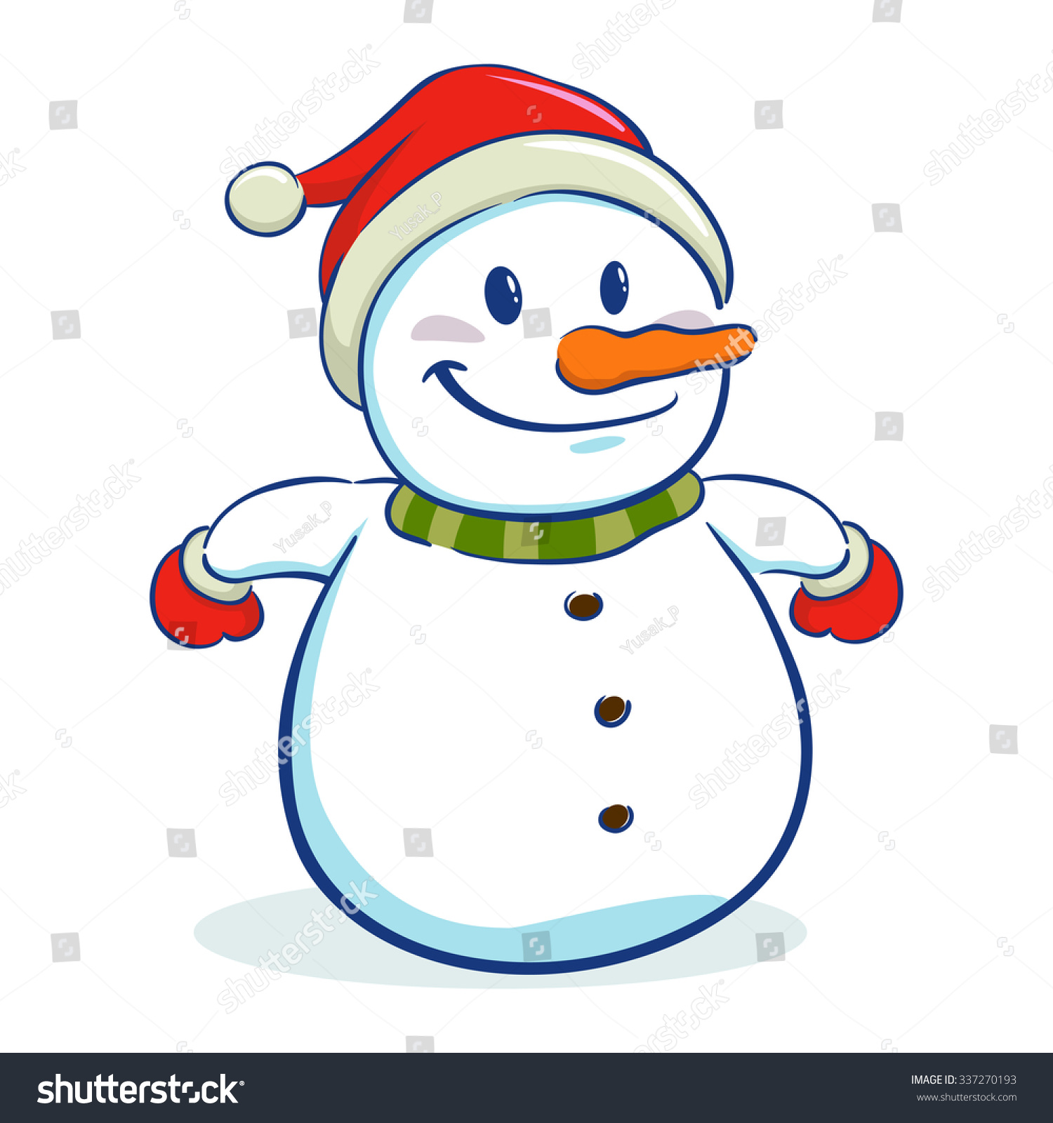 Happy Snowman Character Wearing Santa Hat Stock Vector Royalty Free