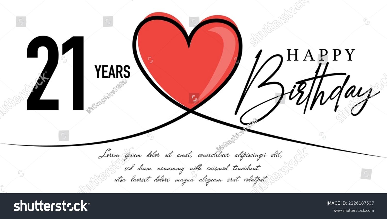 SVG of Happy 21st birthday card vector template with lovely heart shape.
 svg