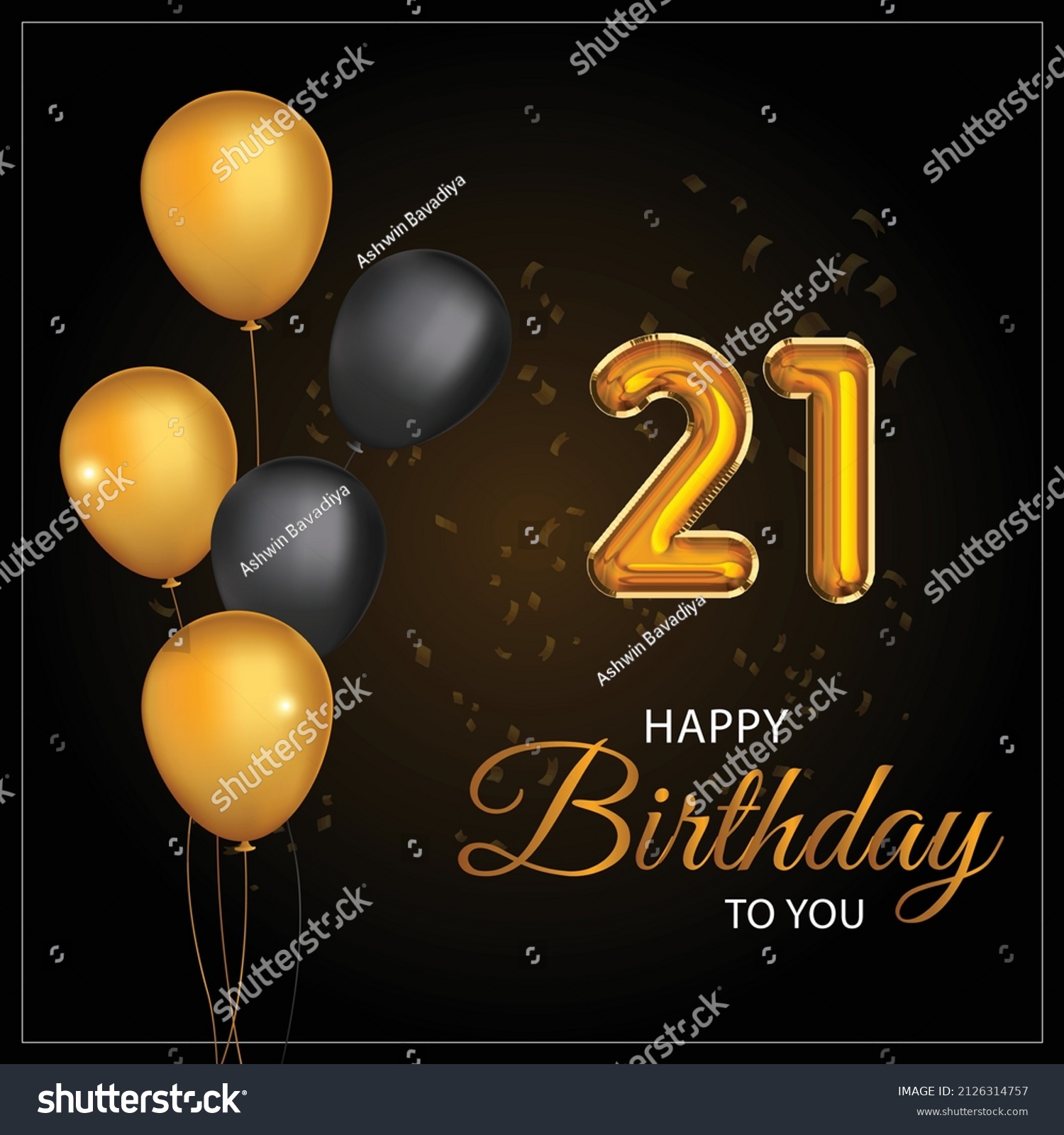 Happy 21st Birthday Greeting Card Vector Stock Vector (Royalty Free ...