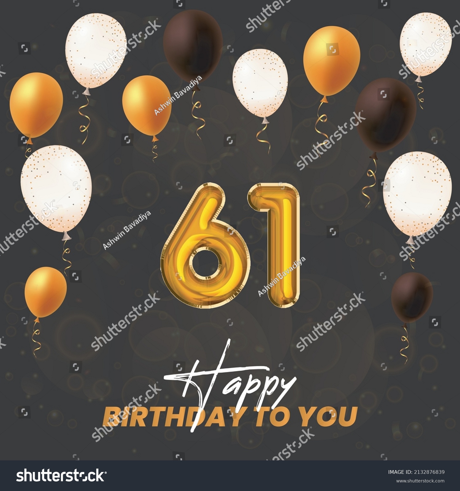 Happy 61st Birthday Greeting Card Vector Stock Vector (Royalty Free ...