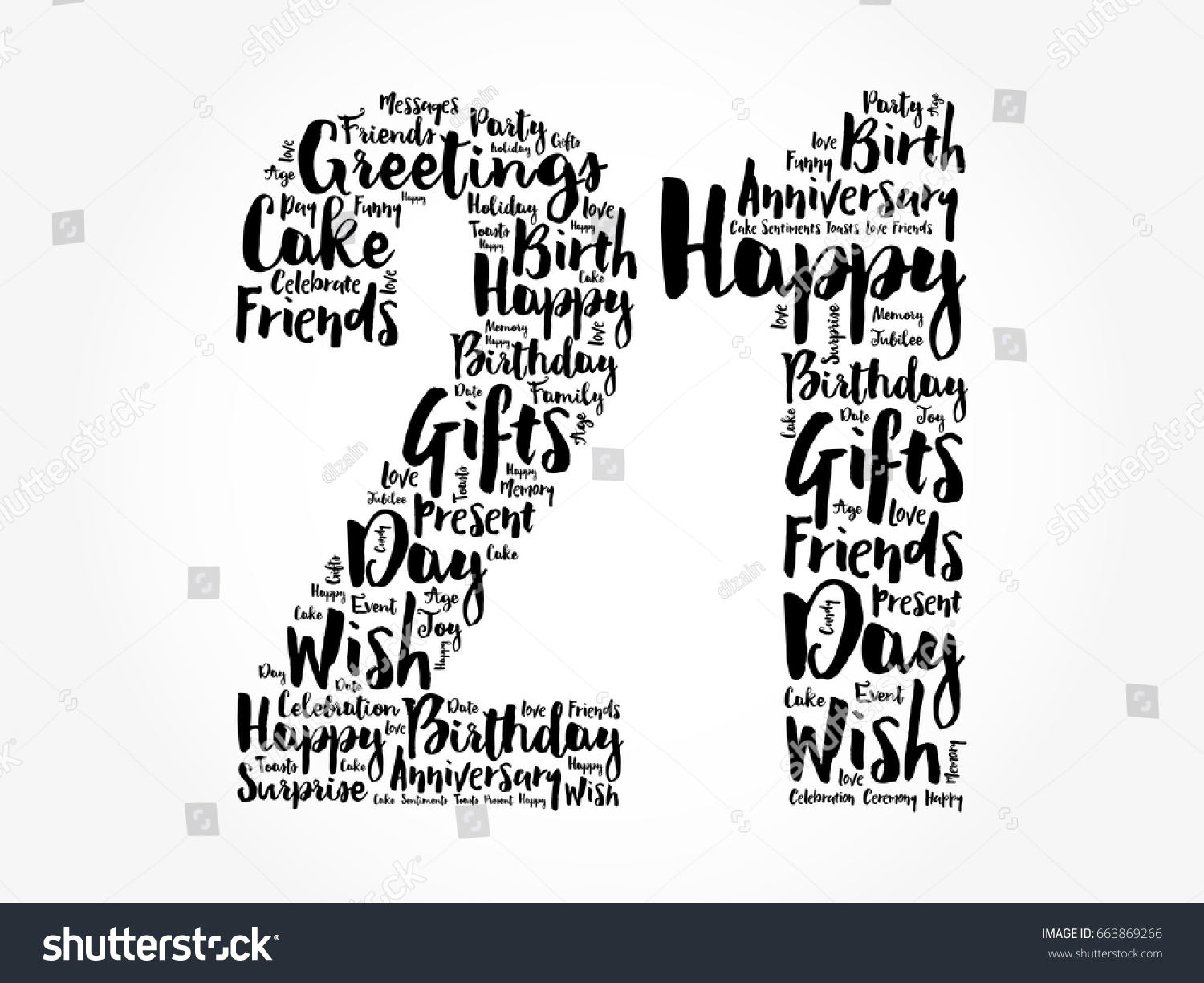 SVG of Happy 21st birthday word cloud collage concept svg