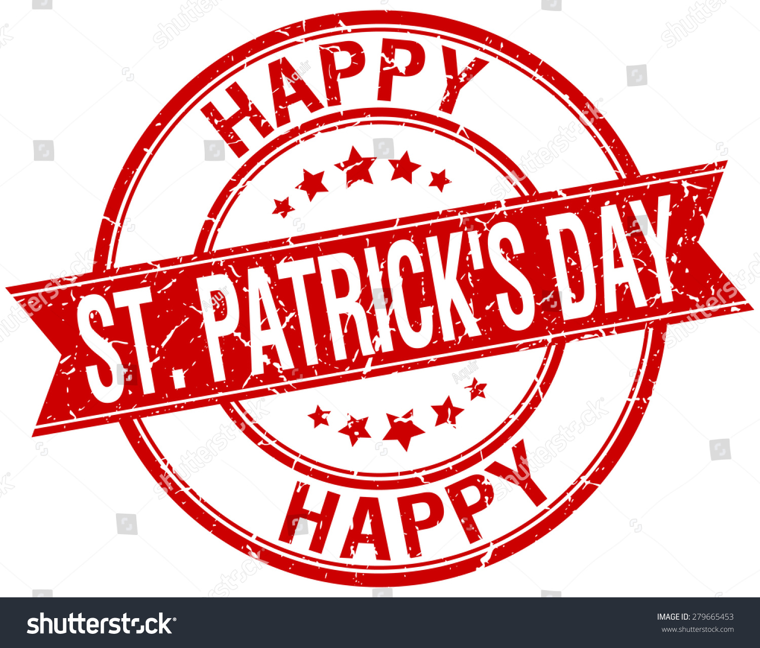 Happy St Patrick'S Day Grunge Retro Red Isolated Ribbon Stamp Stock