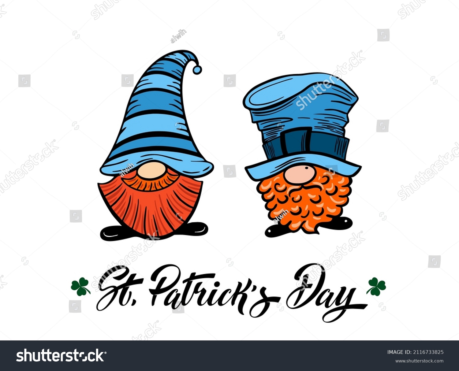 Happy St Patricks Day Funny Gnomes Stock Vector Royalty Free 2116733825 Shutterstock 4766