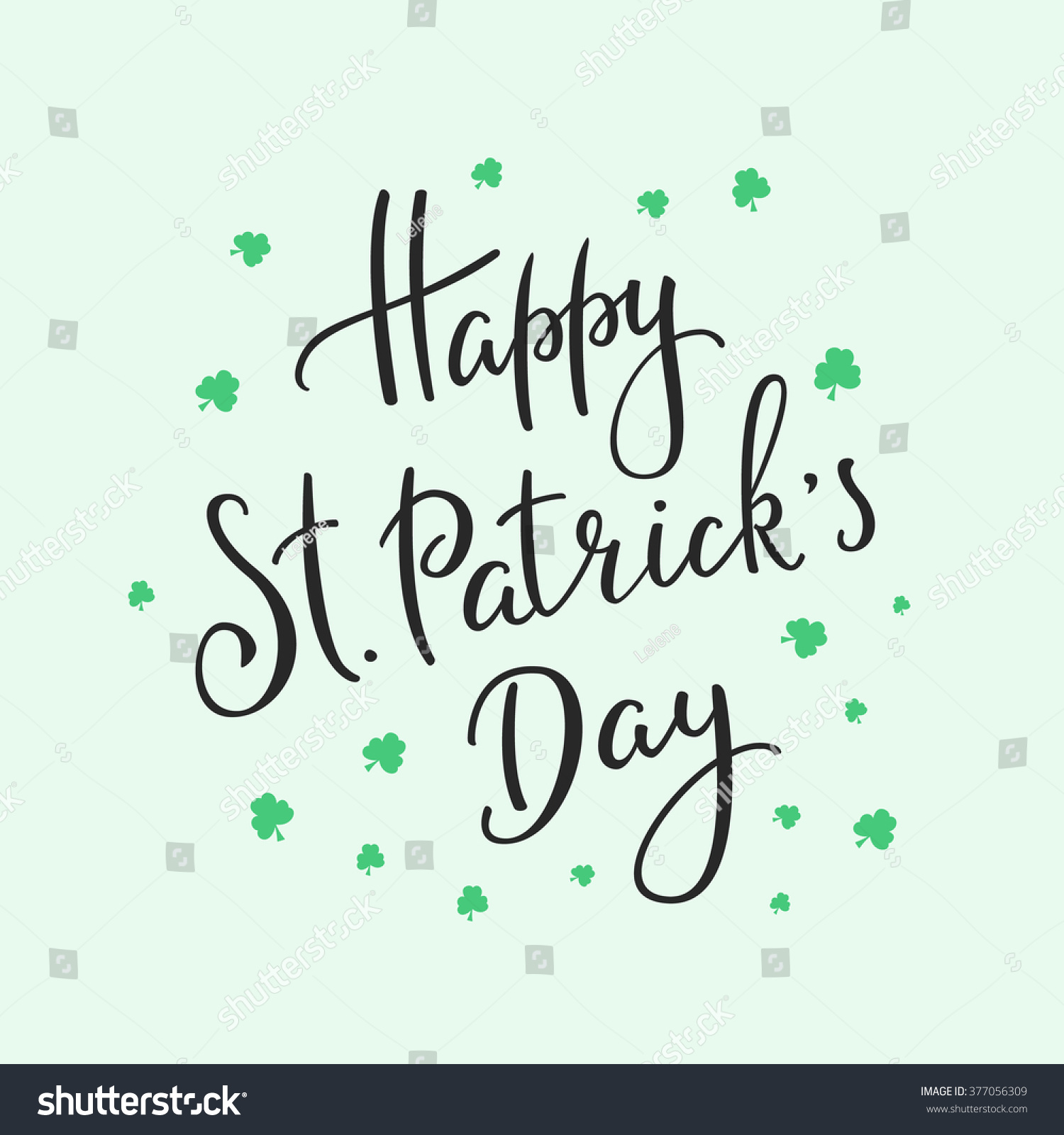 Happy St Patricks Day Simple Lettering Stock Vector (Royalty Free ...