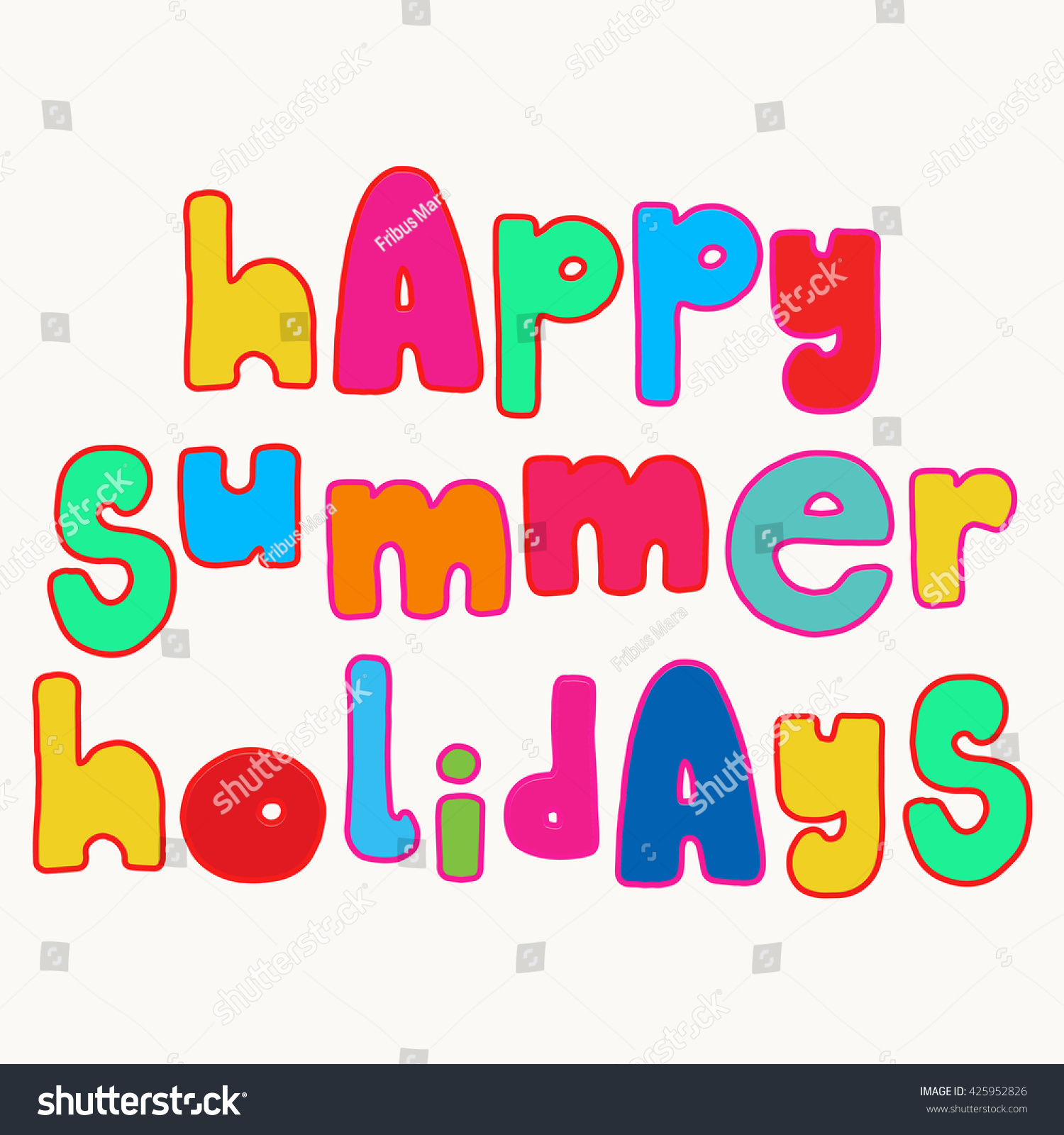 Happy Summer Holidays Bold Colorful Lettering vector de stock (libre