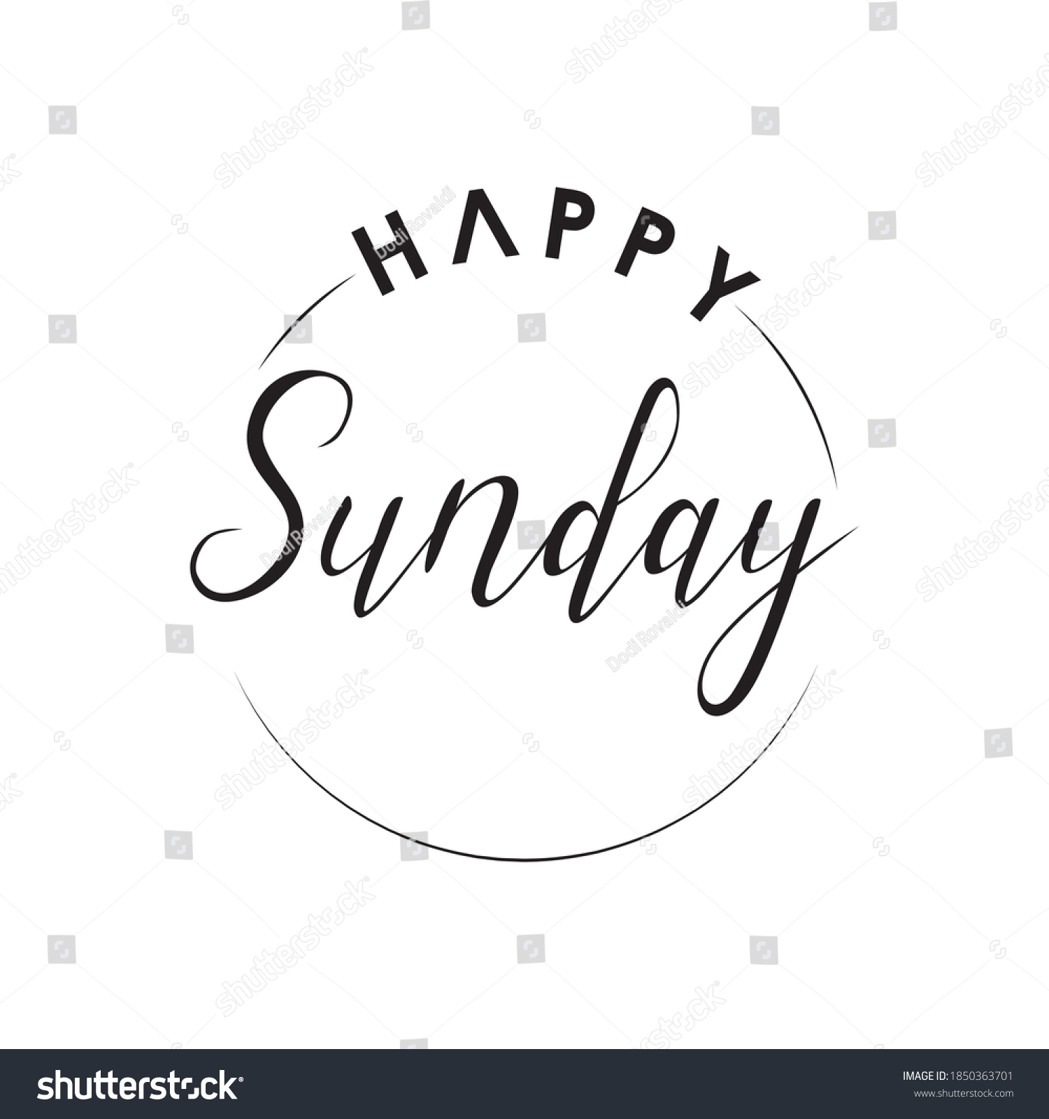 Happy Sunday Hand Lettering Typography Stock Vector (royalty Free 