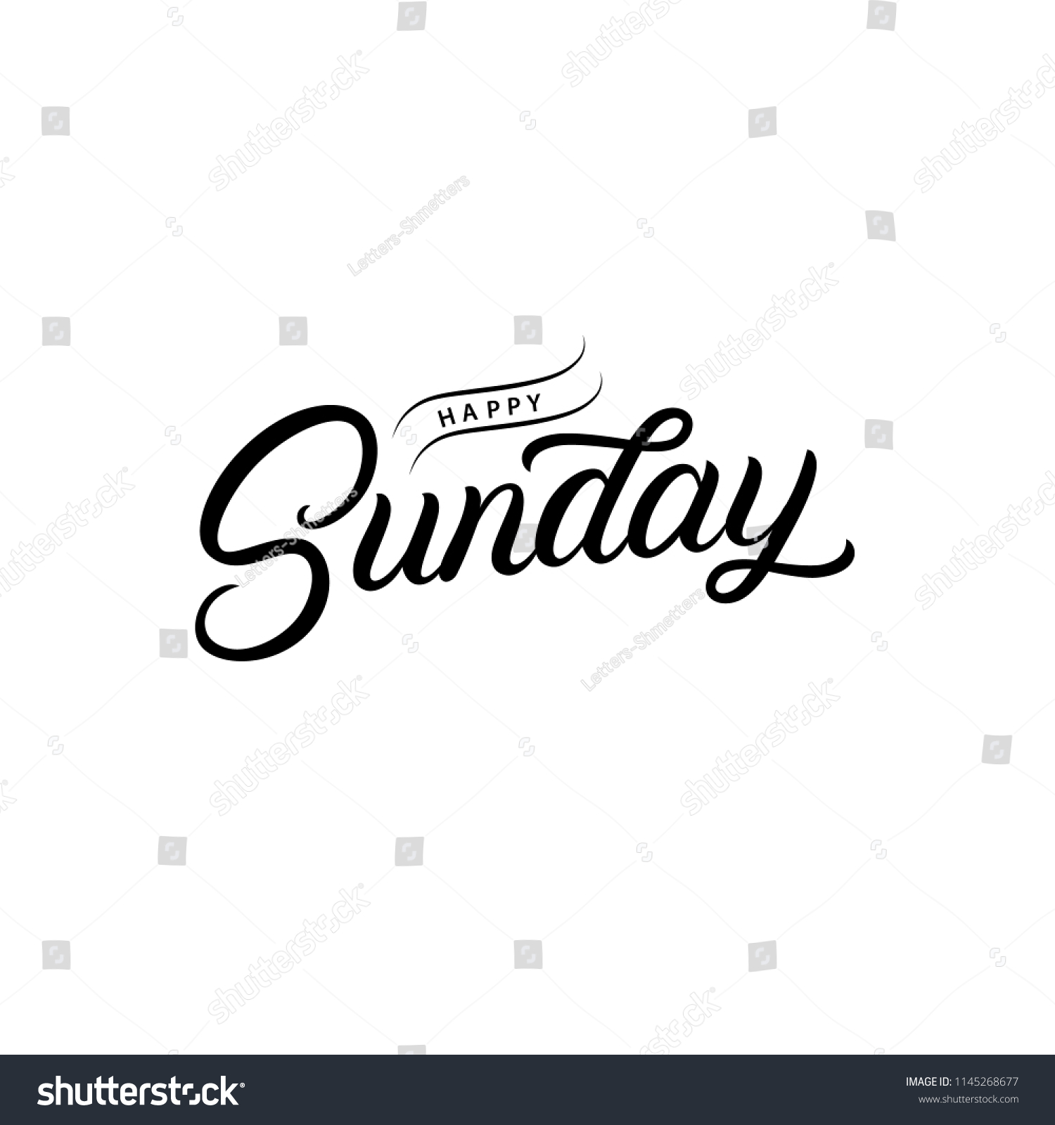 Happy Sunday Hand Written Lettering Quote Stock Vector (Royalty Free ...