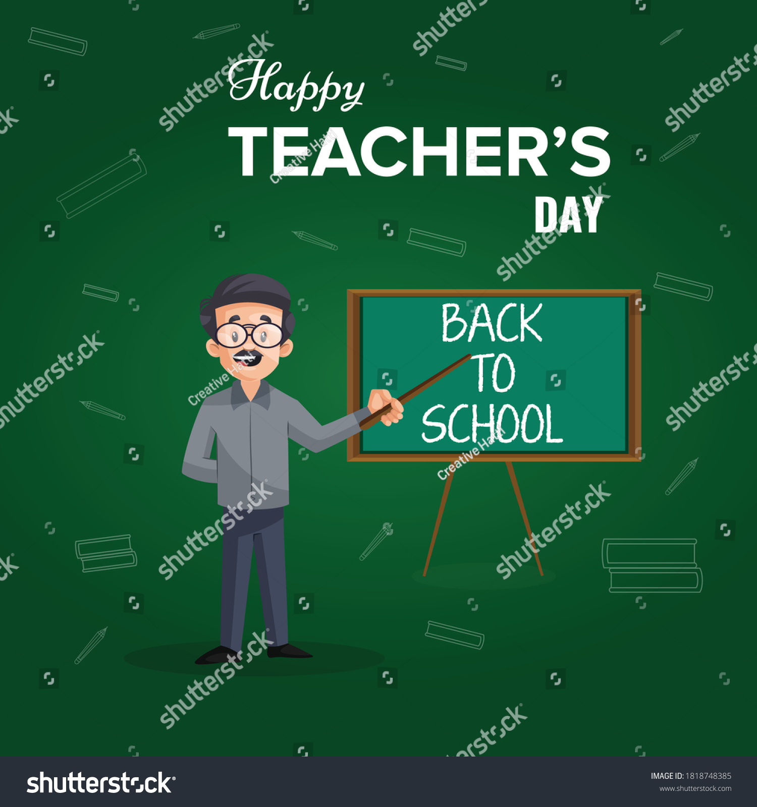 Happy Day Banner Design Teacher Showing Stock Vector (Royalty Free ...