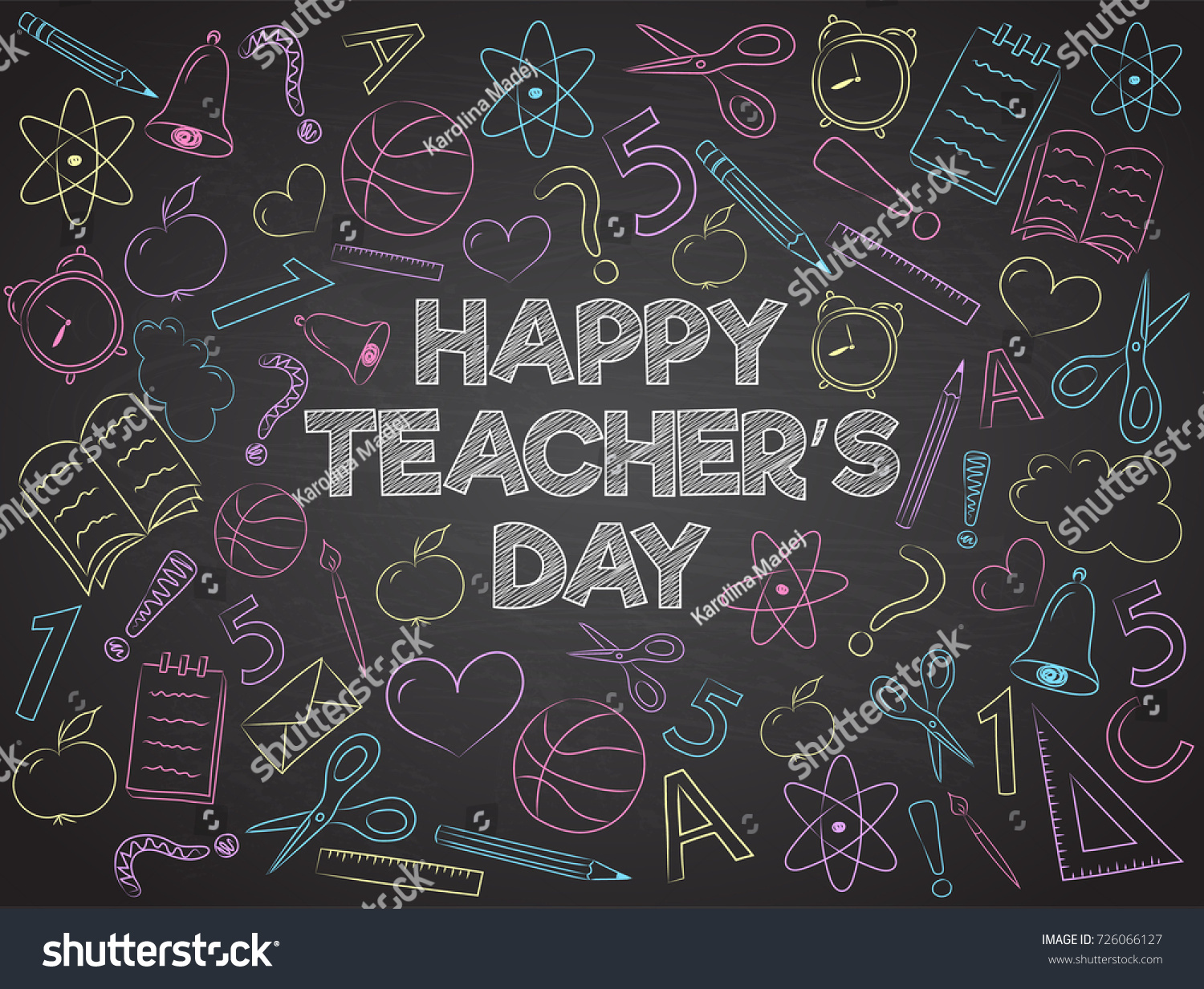 Happy Teachers Day Banner Funny Doodles Stock Vector (Royalty Free ...