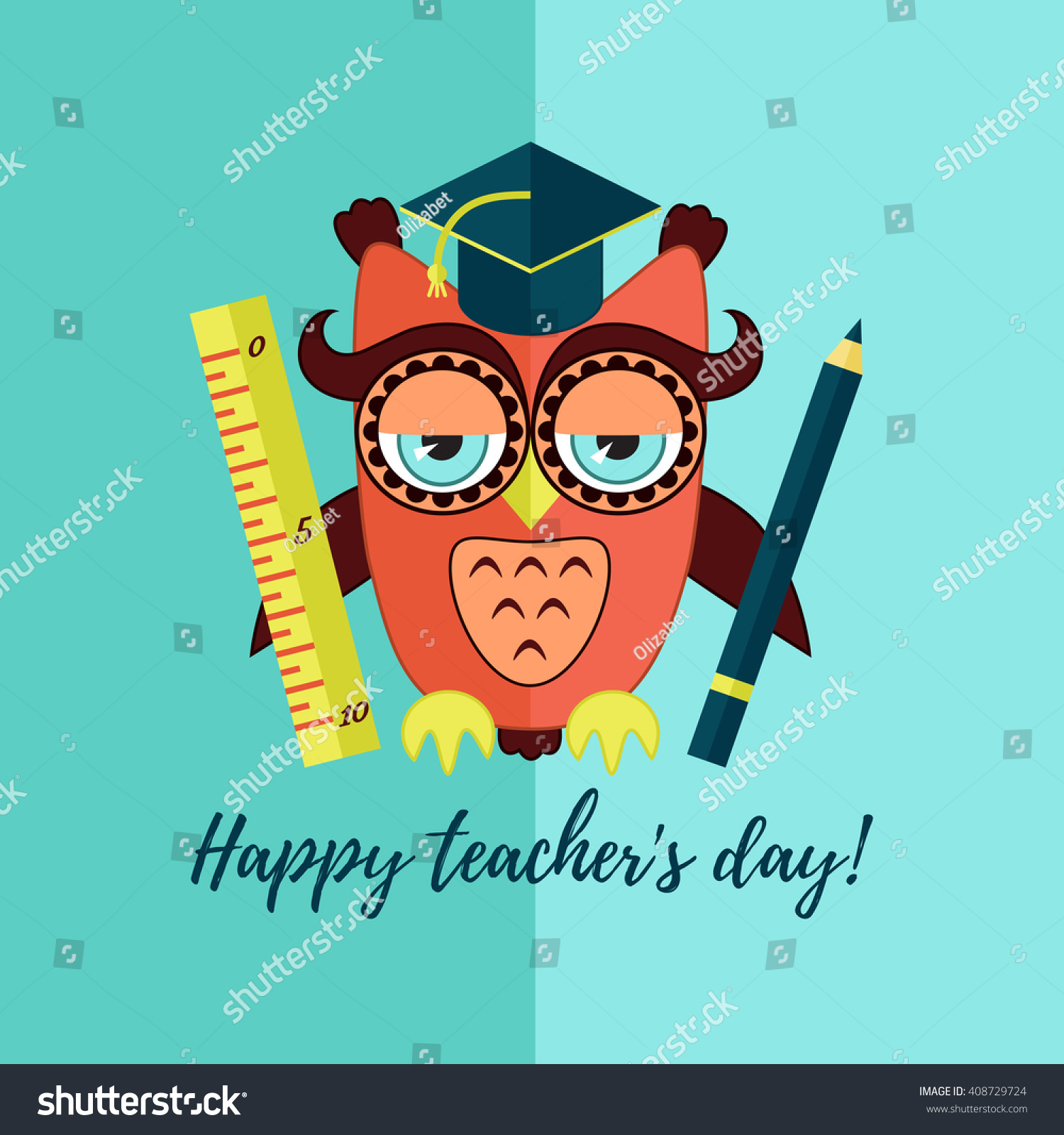 happy teachers day card owl math stock vector (royalty free