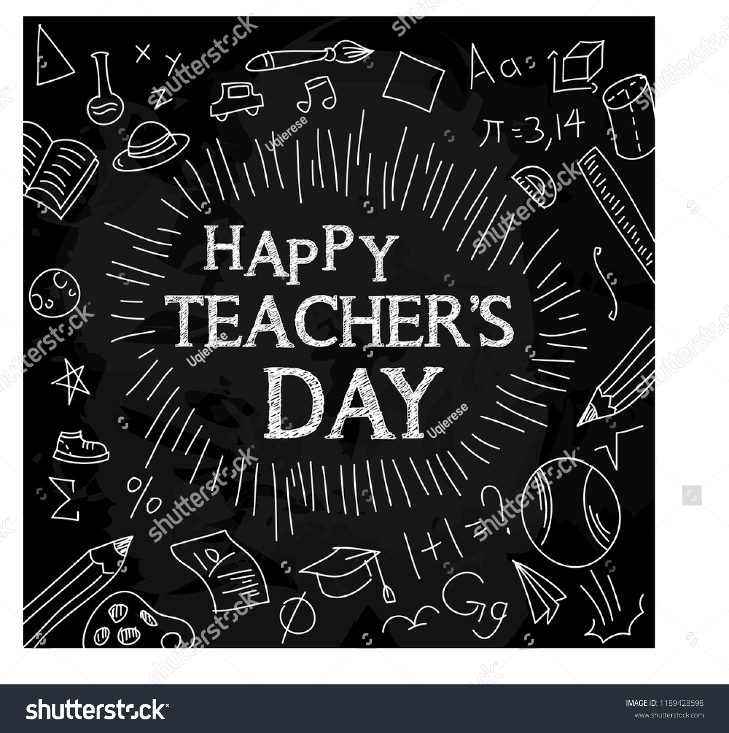 Happy Teachers Day Chalk Theme Vector Stock Vector (Royalty Free ...