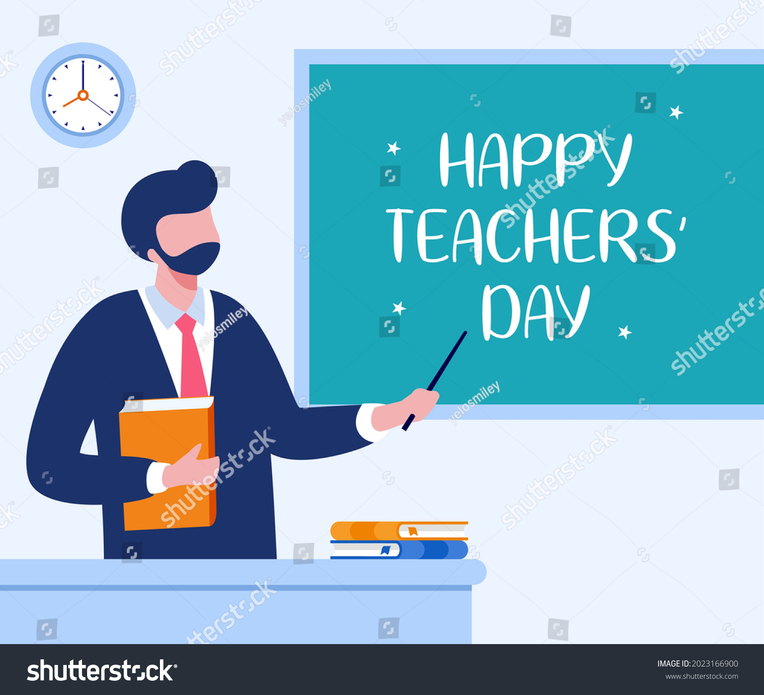 Happy Teachers Day Education Concept Flat Stock Vector (royalty Free 