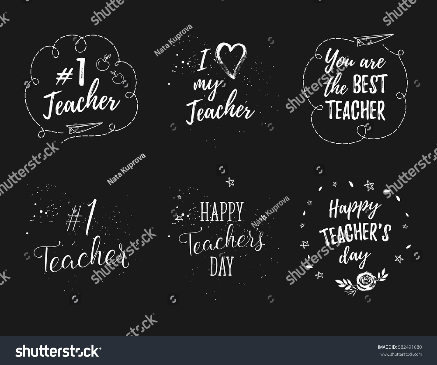 Happy Teachers Day Labels Greeting Cards Stock Vector (Royalty Free ...