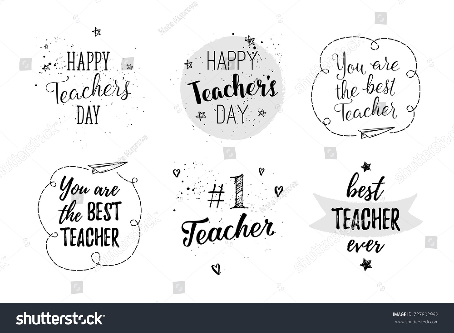 Happy Teachers Day Labels Greeting Cards Stock Vector (Royalty Free ...