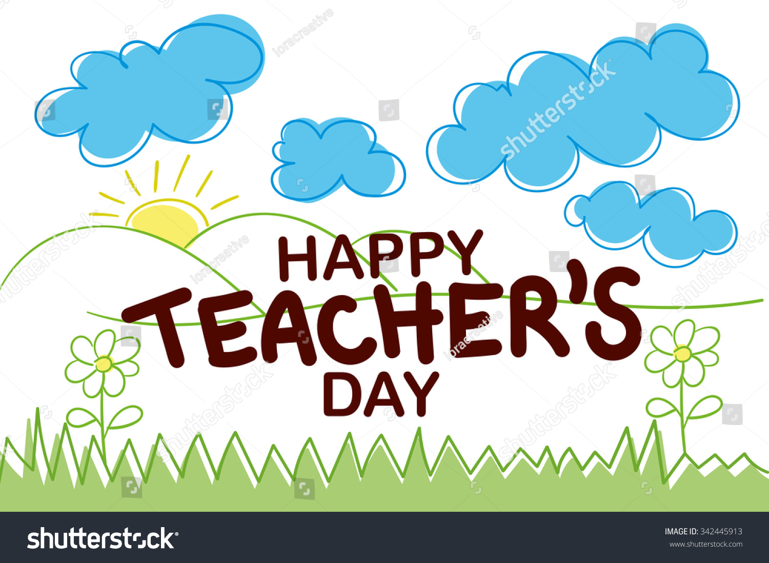 Happy Teachers Day Pen Child Drawings Stock Vector (Royalty Free ...