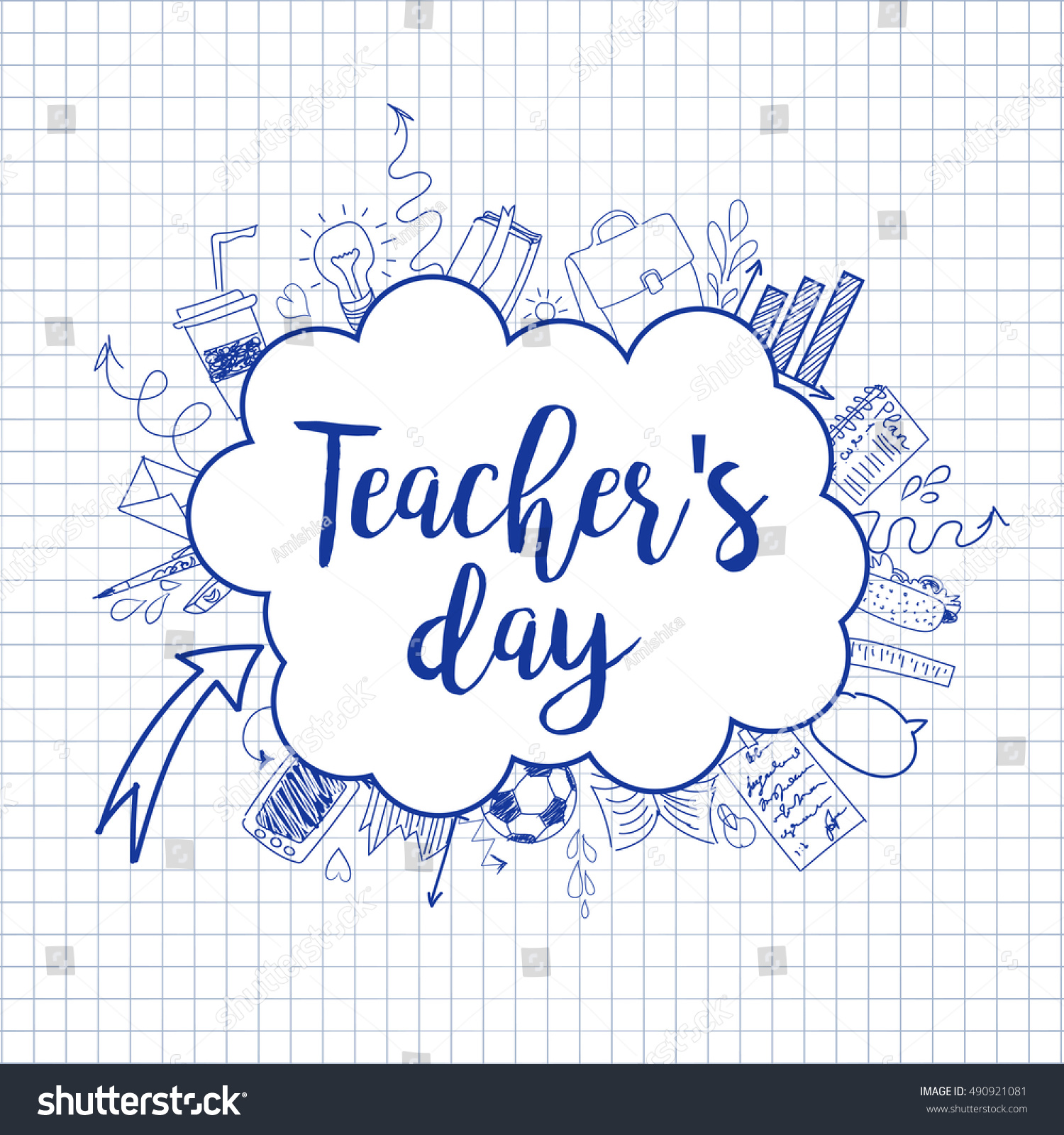 Happy Teachers Day Unique Handdrawn Typography Stock Vector 490921081 ...