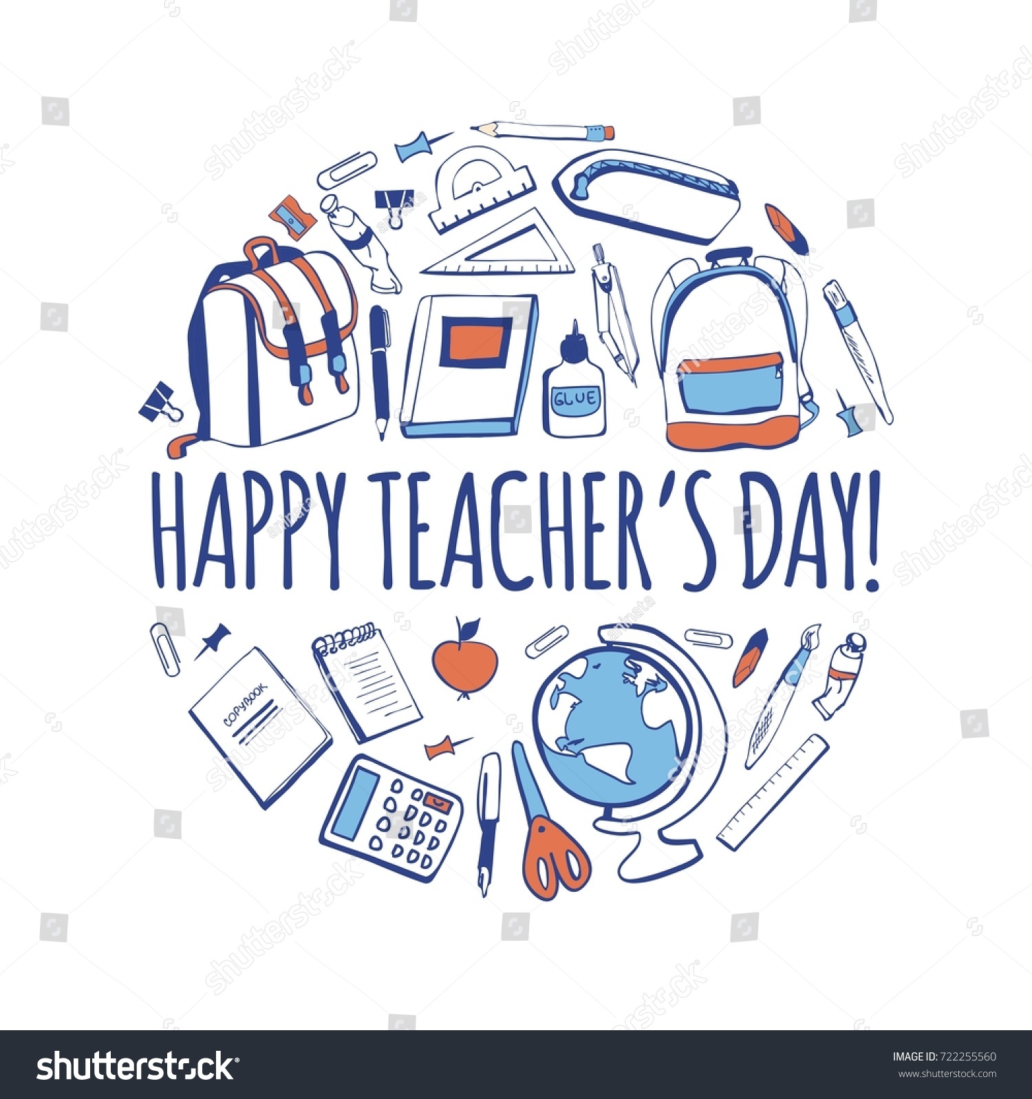 Happy Teachers Day Vector Illustration Hand Stock Vector Royalty