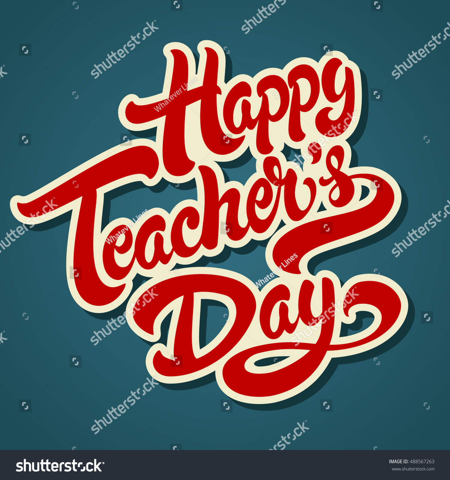 Happy Teachers Day Hand Drawn Lettering Vector De Stock Libre De