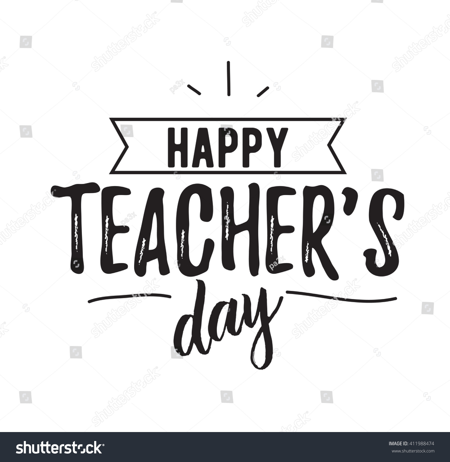 Happy Teachers Day Vector Typography. Lettering Design For Greeting ...