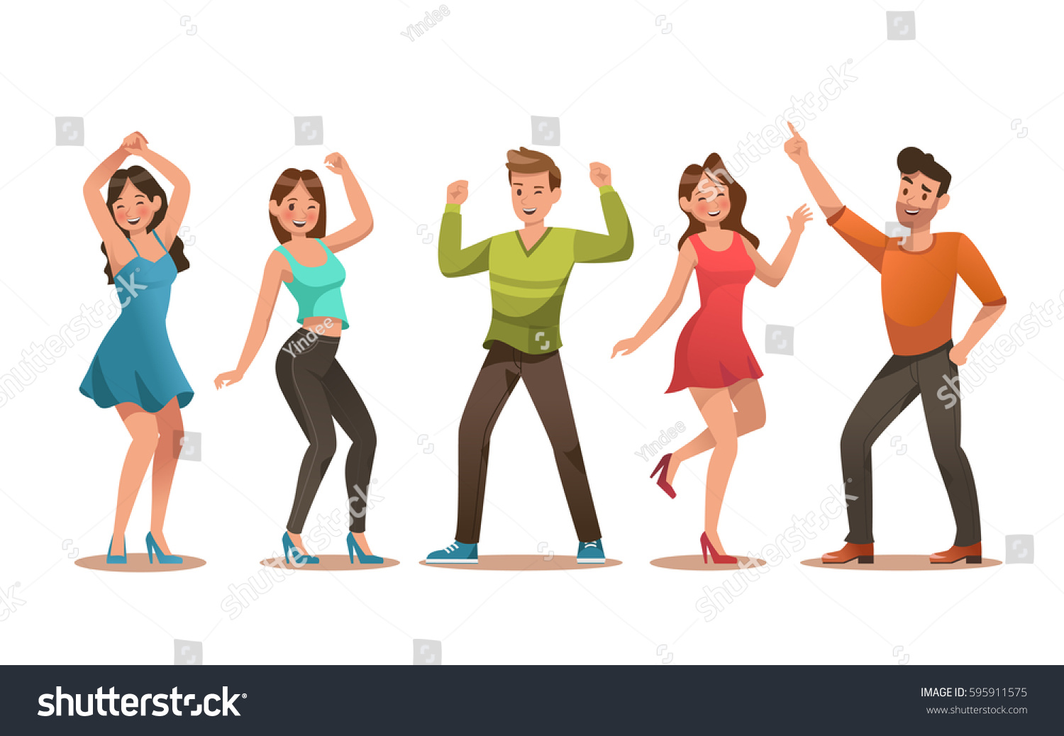 Happy Teens Character Design Teens Dancing Stock Vector (Royalty Free ...