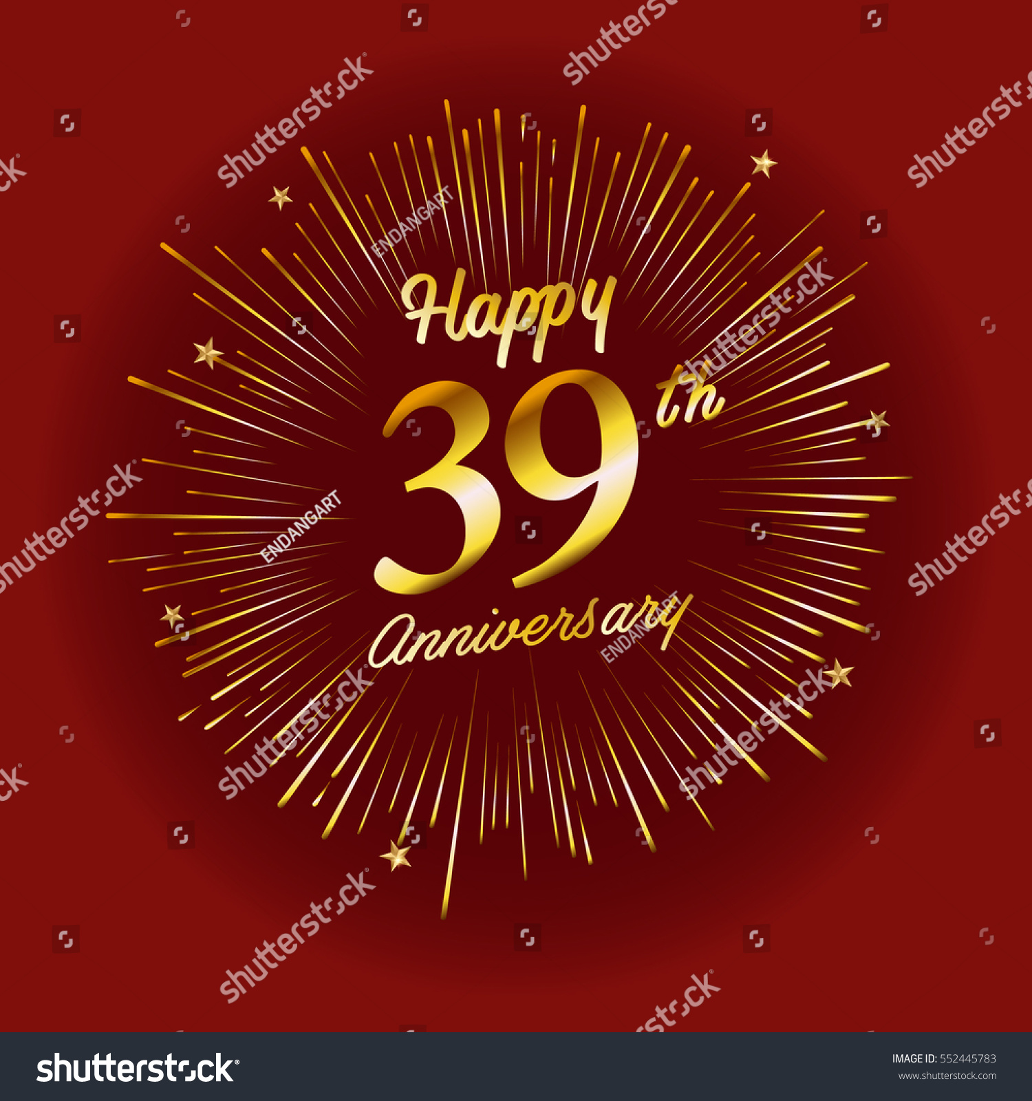 Happy 39th Anniversary Fireworks Star On Stock Vector 552445783 ...