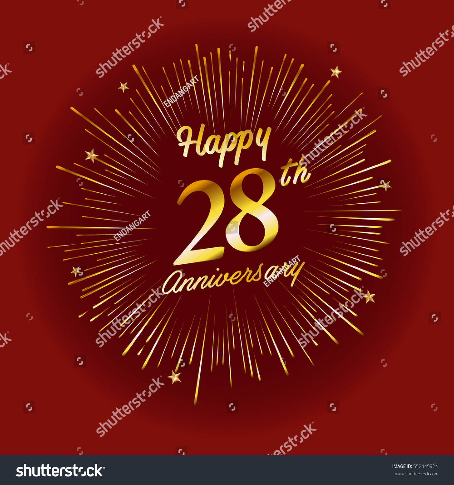 Happy 28th Anniversary Fireworks Star On Stock Vector 552445924 ...