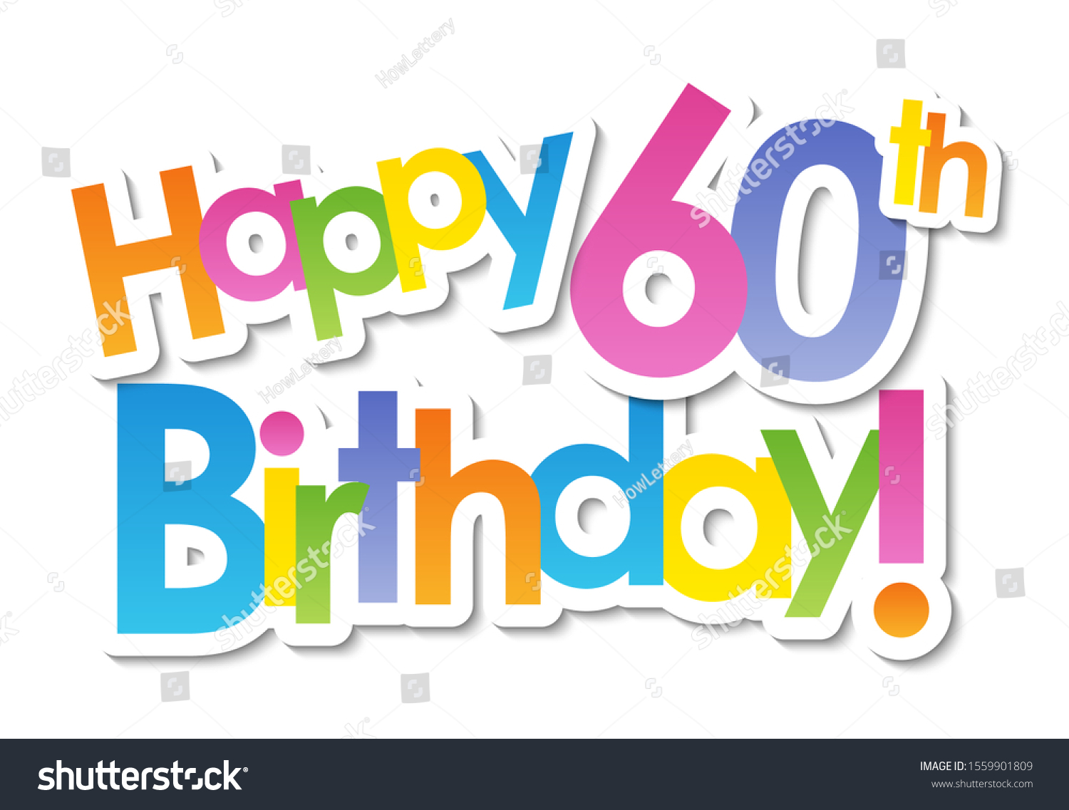 Happy 60th Birthday Colorful Vector Typography Stock Vector (Royalty ...