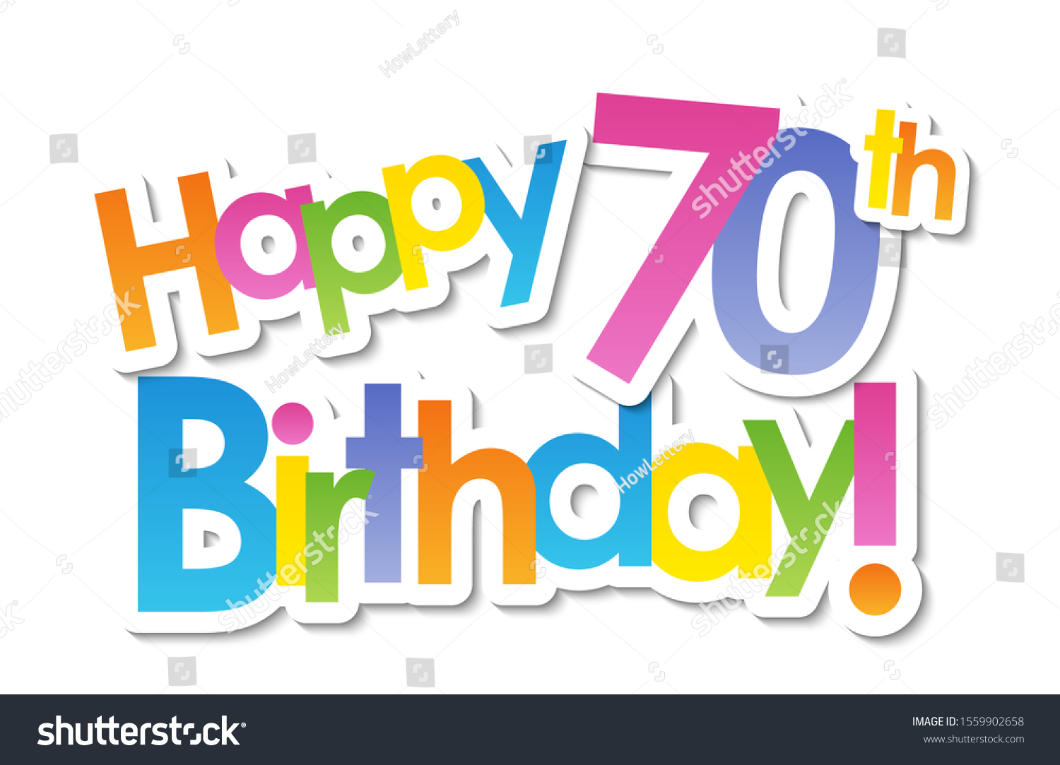 SVG of HAPPY 70th BIRTHDAY! colorful vector typography banner svg