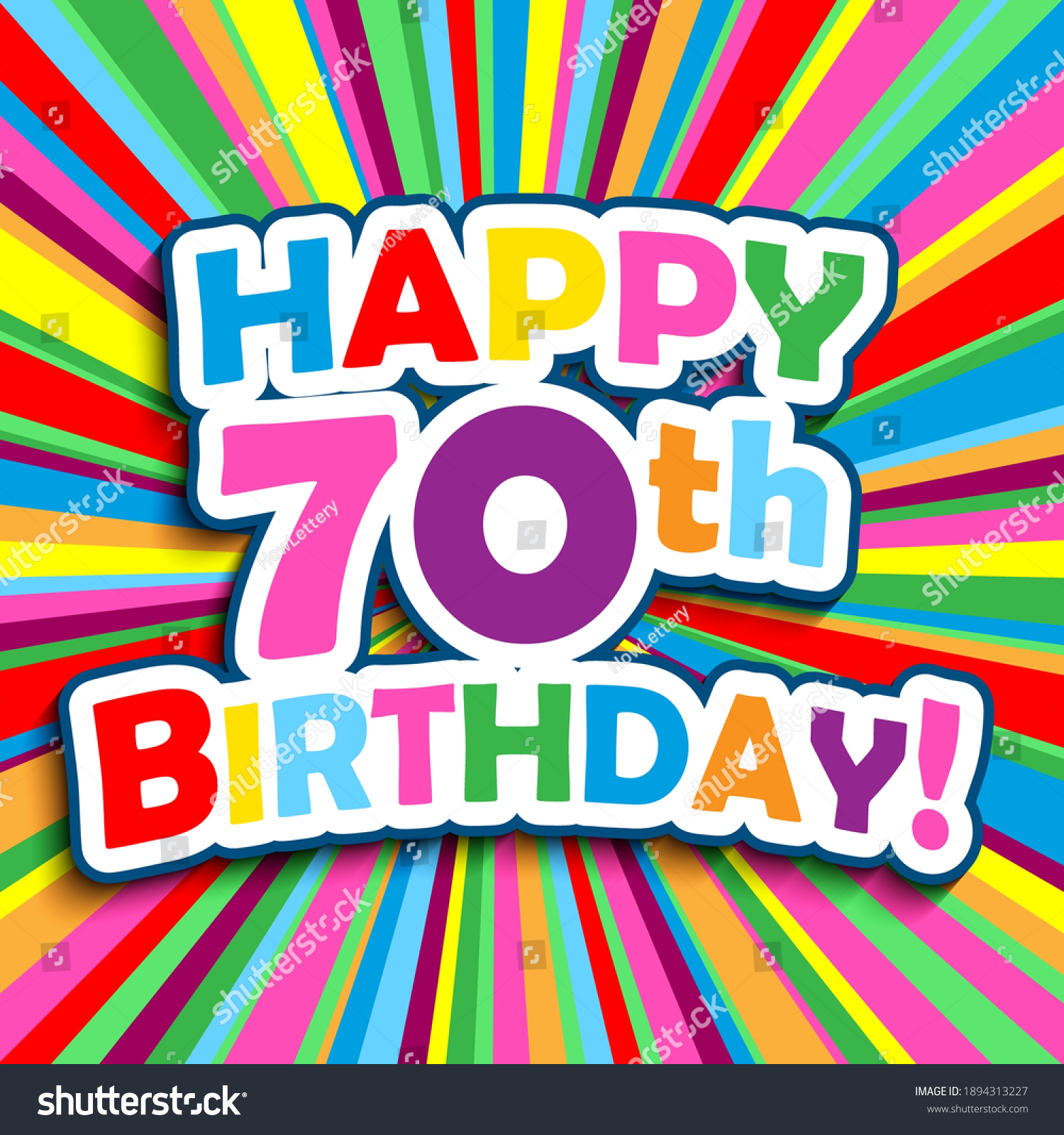 SVG of HAPPY 70th BIRTHDAY colorful vector typography greeting card svg