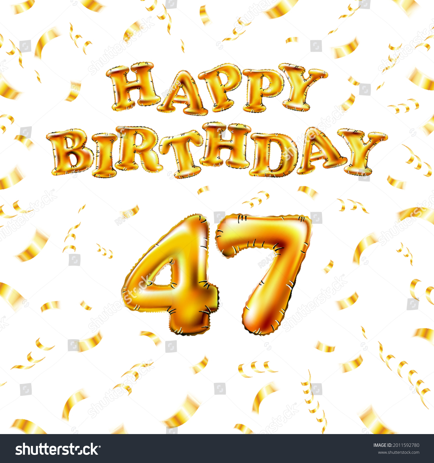 Happy 47th Birthday Gold Foil Balloon Stock Vector (Royalty Free ...