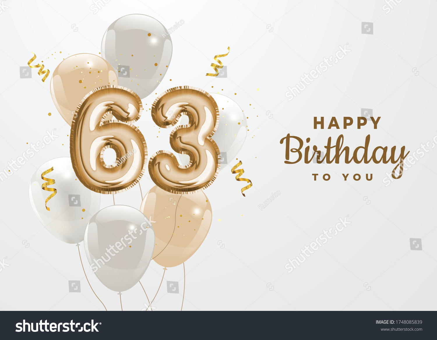 Happy 63th Birthday Gold Foil Balloon Stock Vector (Royalty Free ...