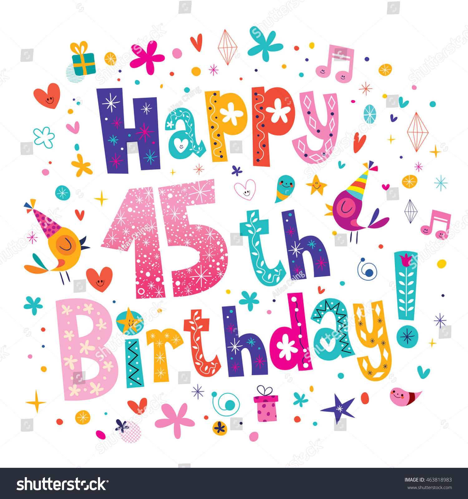 Happy 15th Birthday Greeting Card Stock Vector 463818983 Shutterstock