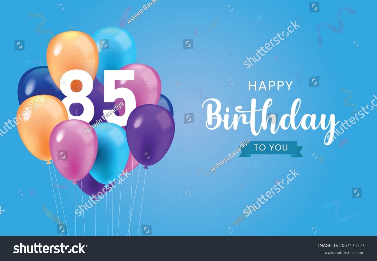 Happy 85th Birthday Greeting Card Vector Stock Vector (Royalty Free ...