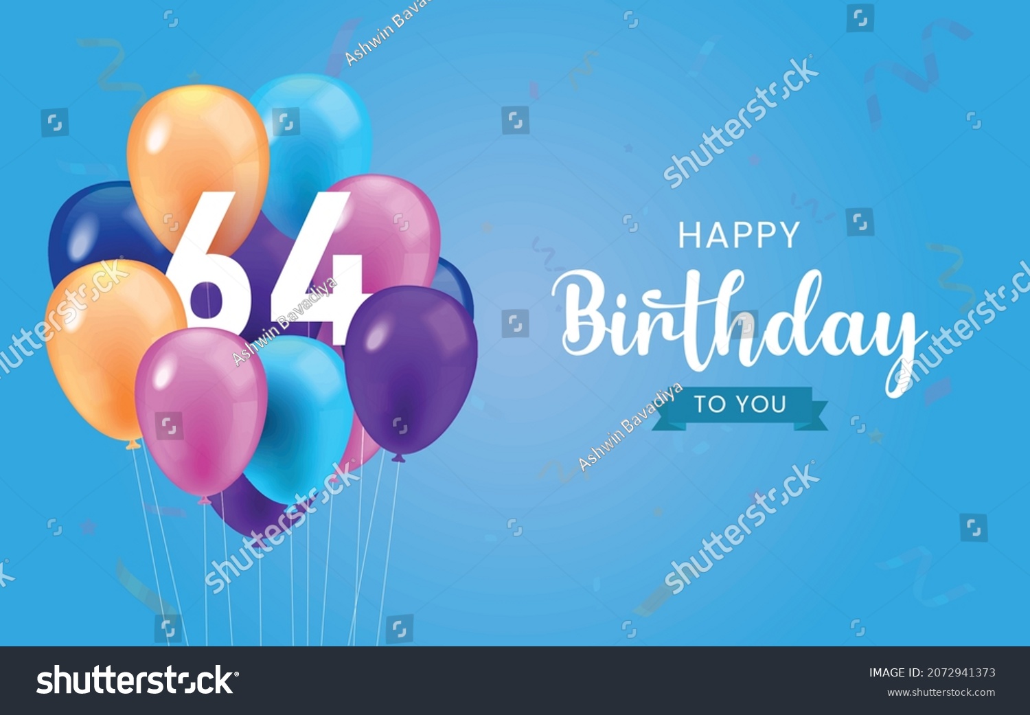 Happy 64th Birthday Greeting Card Vector Stock Vector (Royalty Free ...