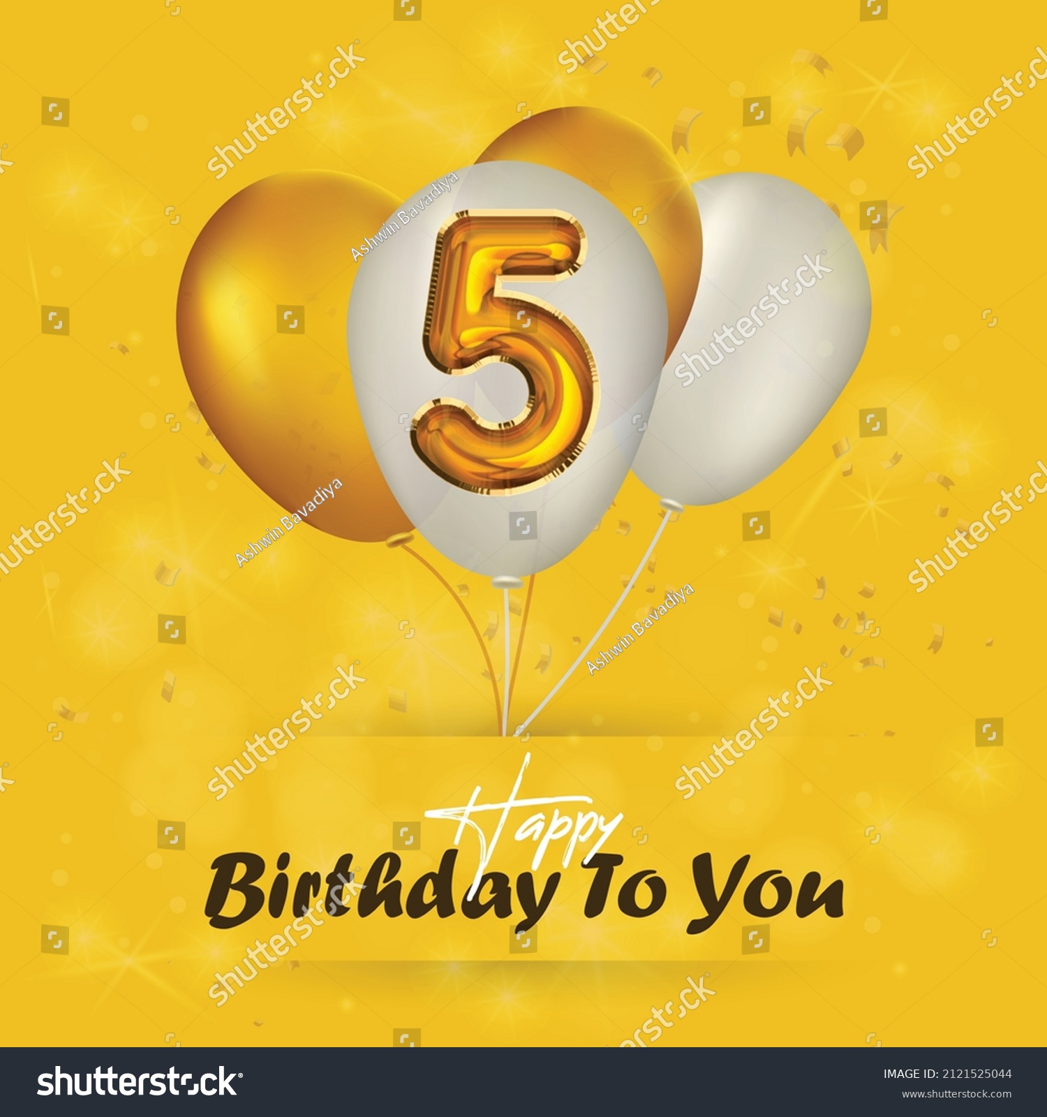Happy 5th Birthday Greeting Card Vector Stock Vector (Royalty Free ...